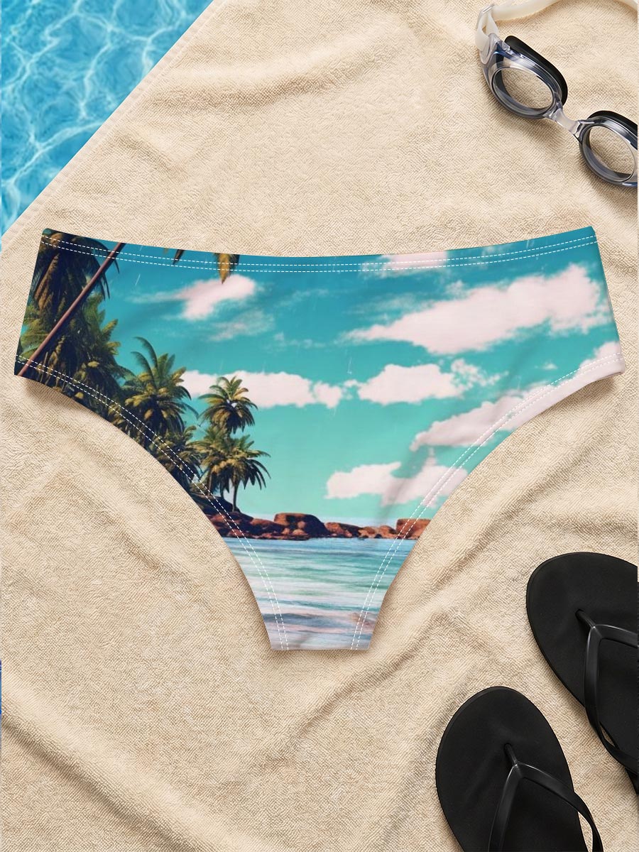 Tropical Beach with Palm Trees and Crystal Clear Water -  Men's swim trunks