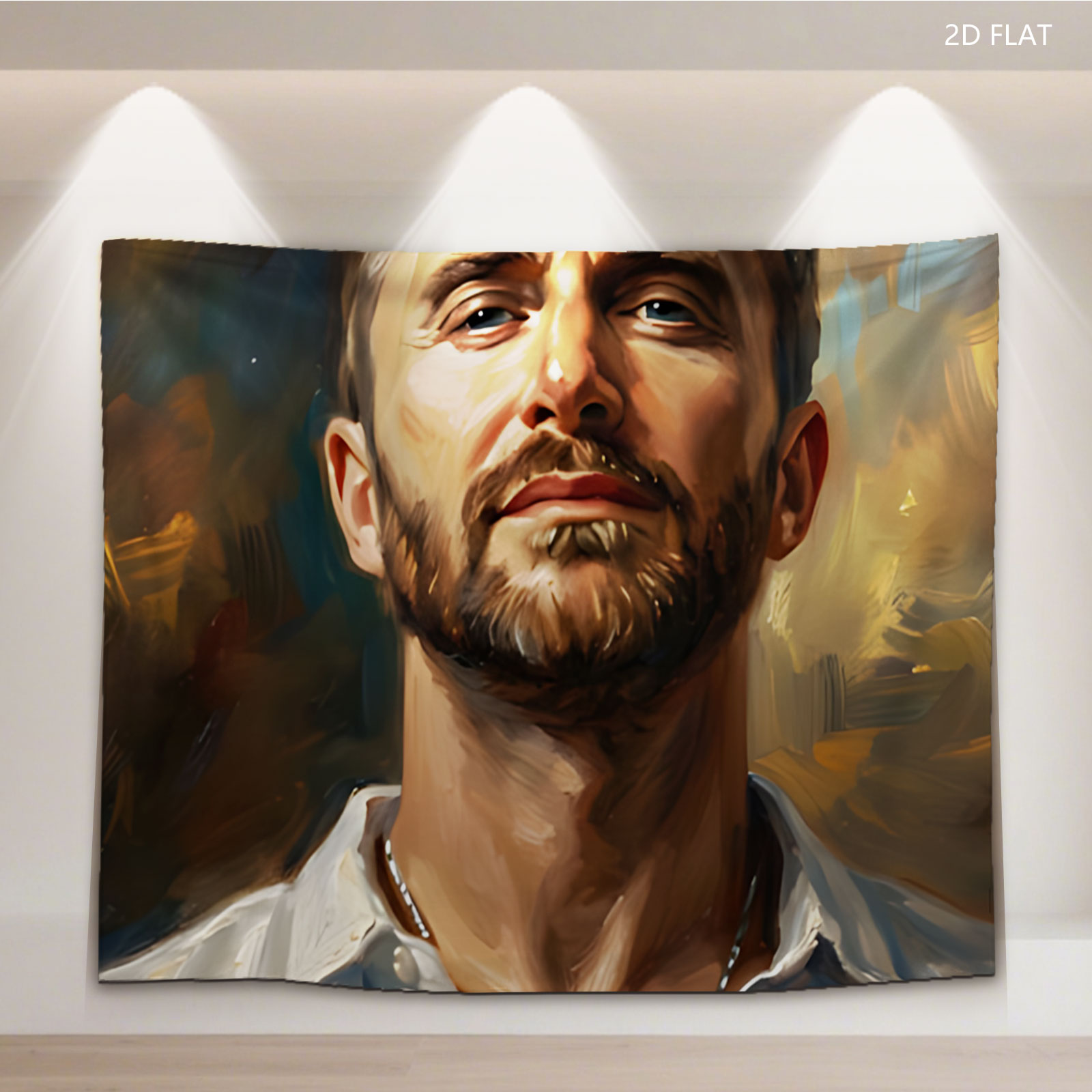 Portrait of a Man with Bearded Face and White Shirt - Tapestry