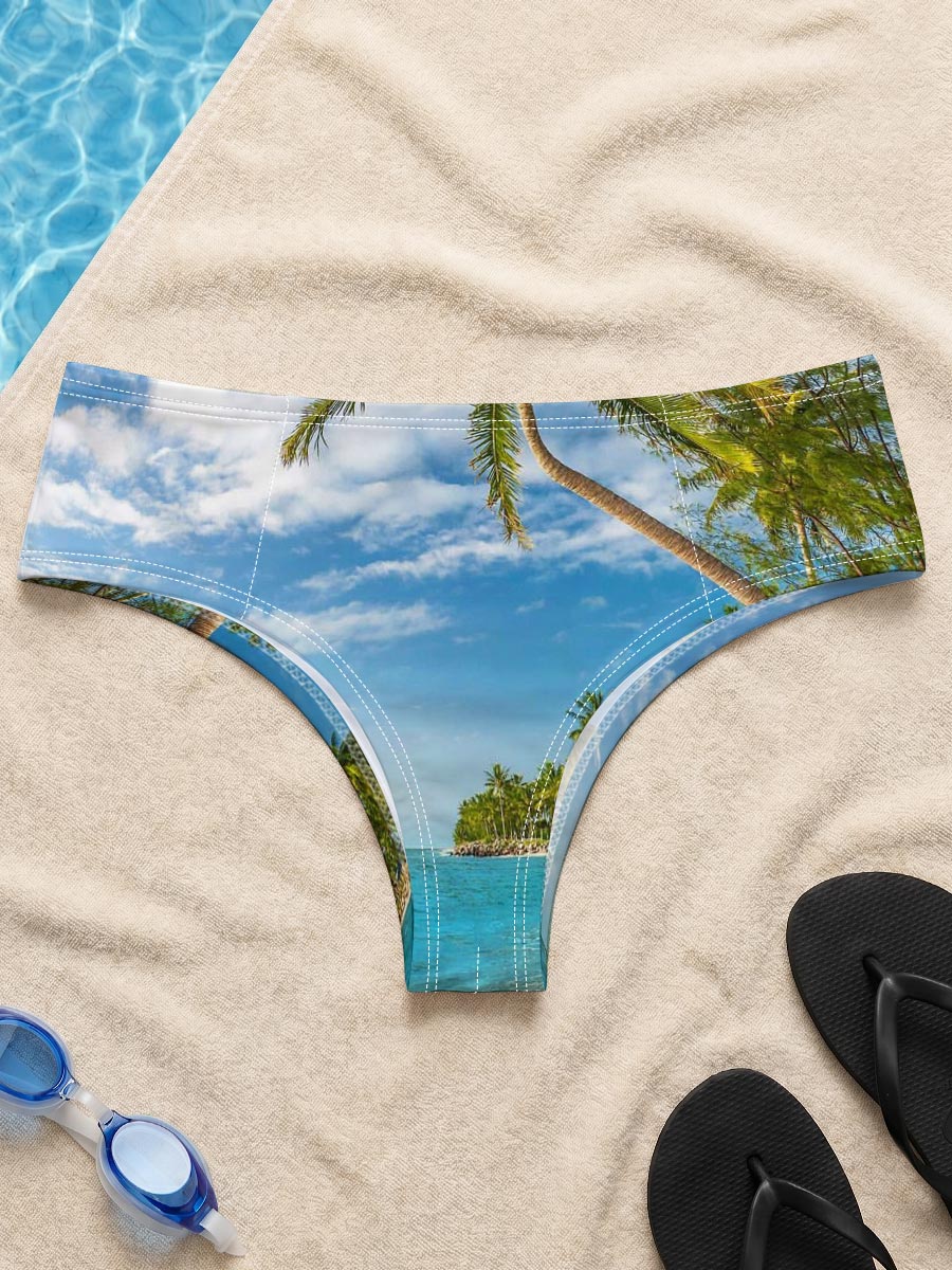 Tropical Beach with Palm Trees and Crystal Clear Water -  Men's swim trunks