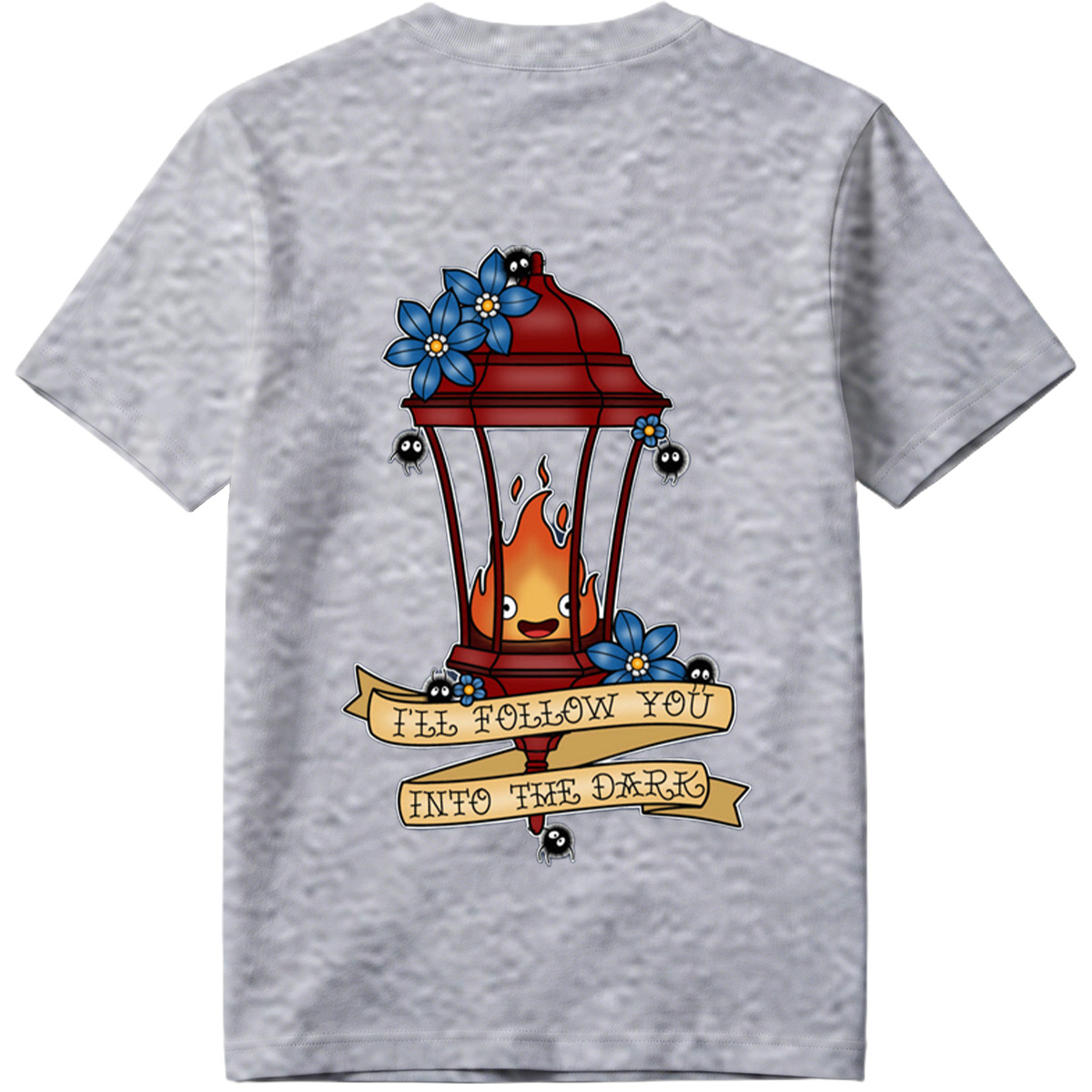 Lantern Flame with Blue Flowers and Moths: 