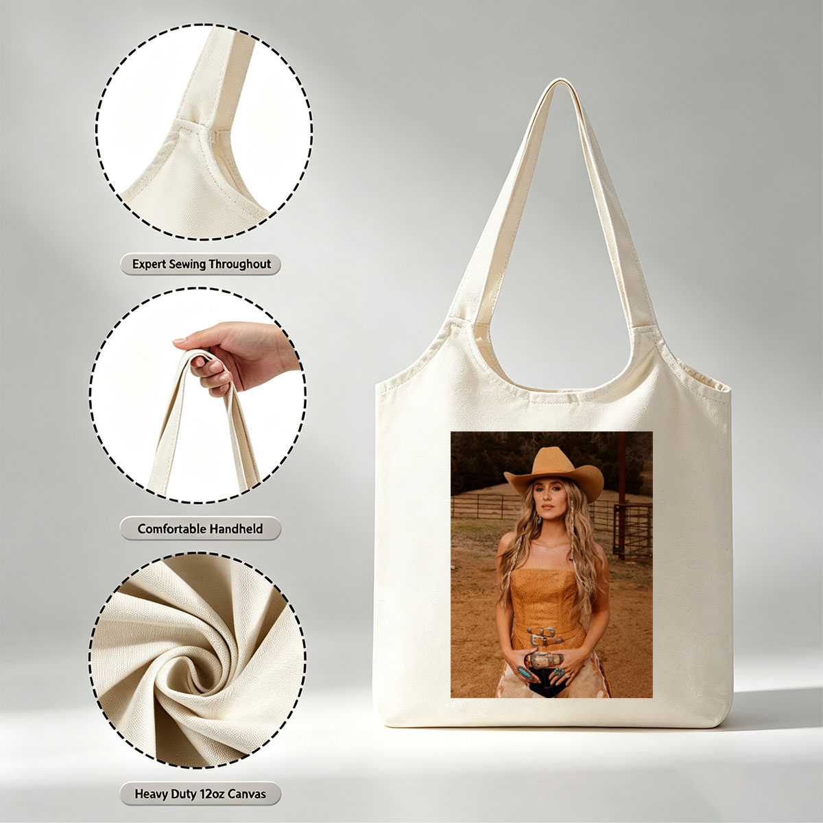 Paris Hilton in Cowboy Chic: Wearing a Tan Hat and Embroidered Corset Outfit on a Ranch - Canvas shoulder bags/