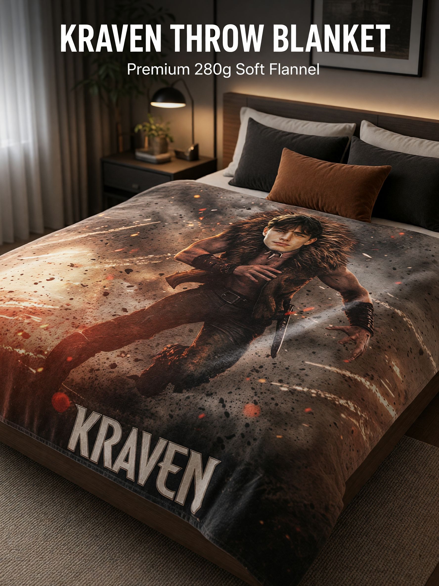 Custom Photo Face Warrior Hunter Flannel Fleece Blanket Ultra Soft Cozy Warm Throw Ideal Personalized Novelty Gift