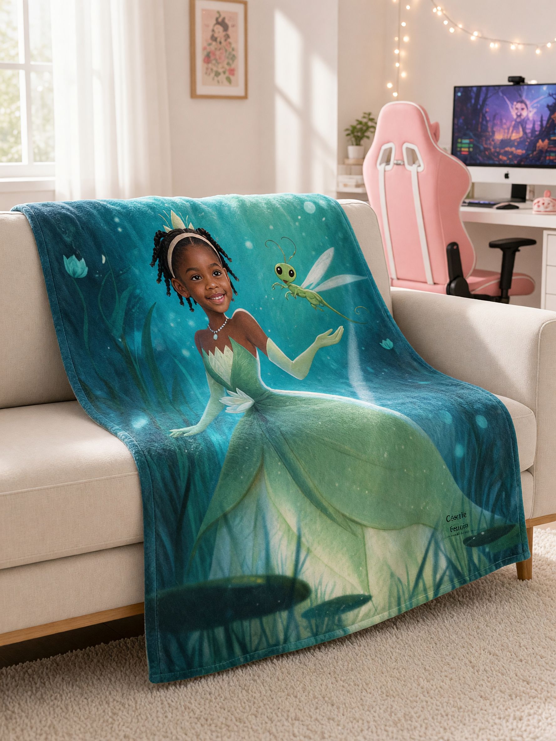 Custom Face Photo Blanket, Fairy Princess Flannel Fleece Throw, Skin-Friendly Warm Blanket, Ideal Personalized Gift