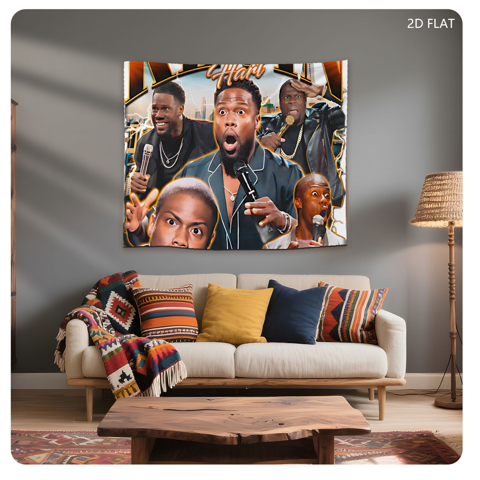 Kevin Hart: Comedian in Action with Multiple Expressions and Microphones - Tapestry