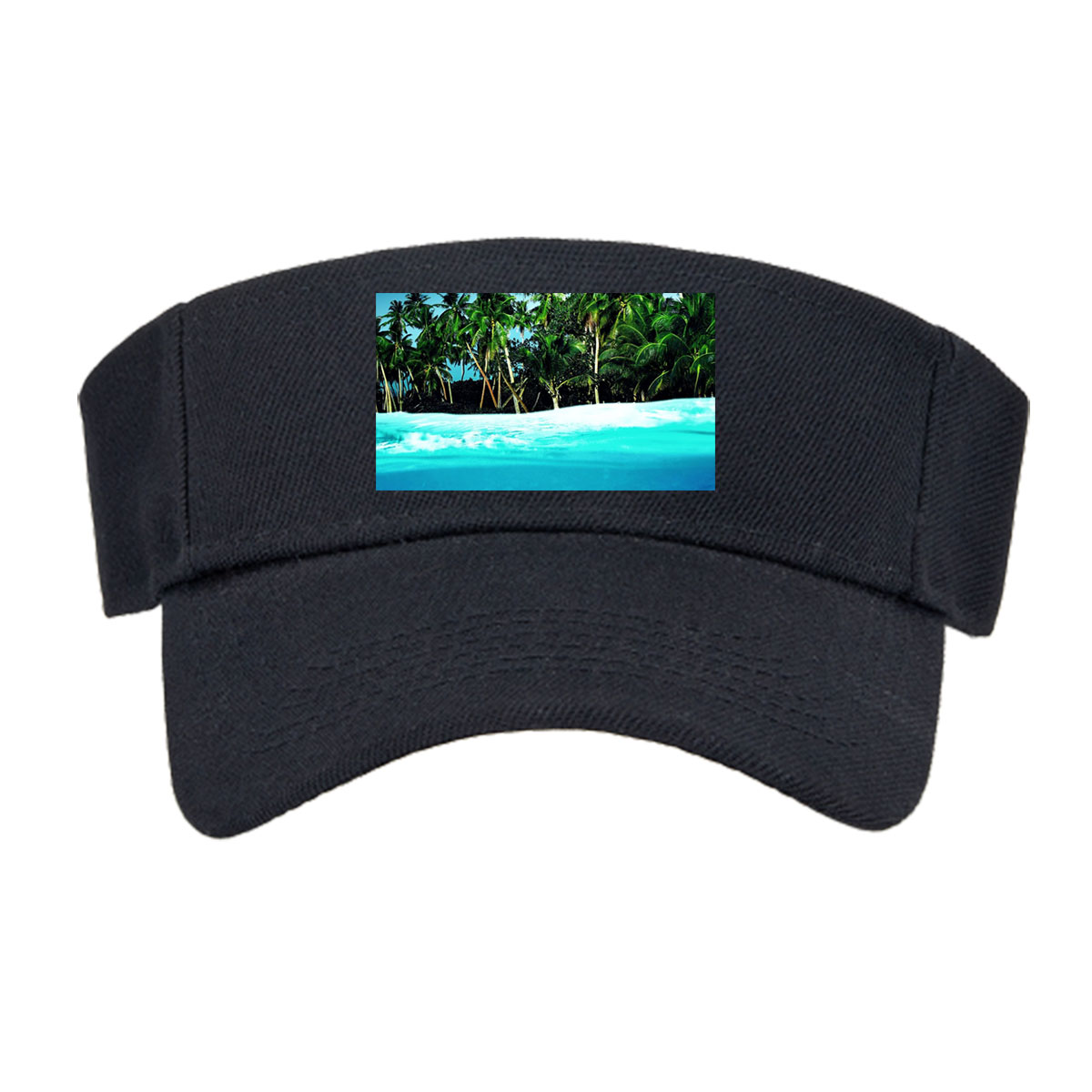 Crystal Clear Waters and Palm Trees Under Blue Sky -  Visor cap