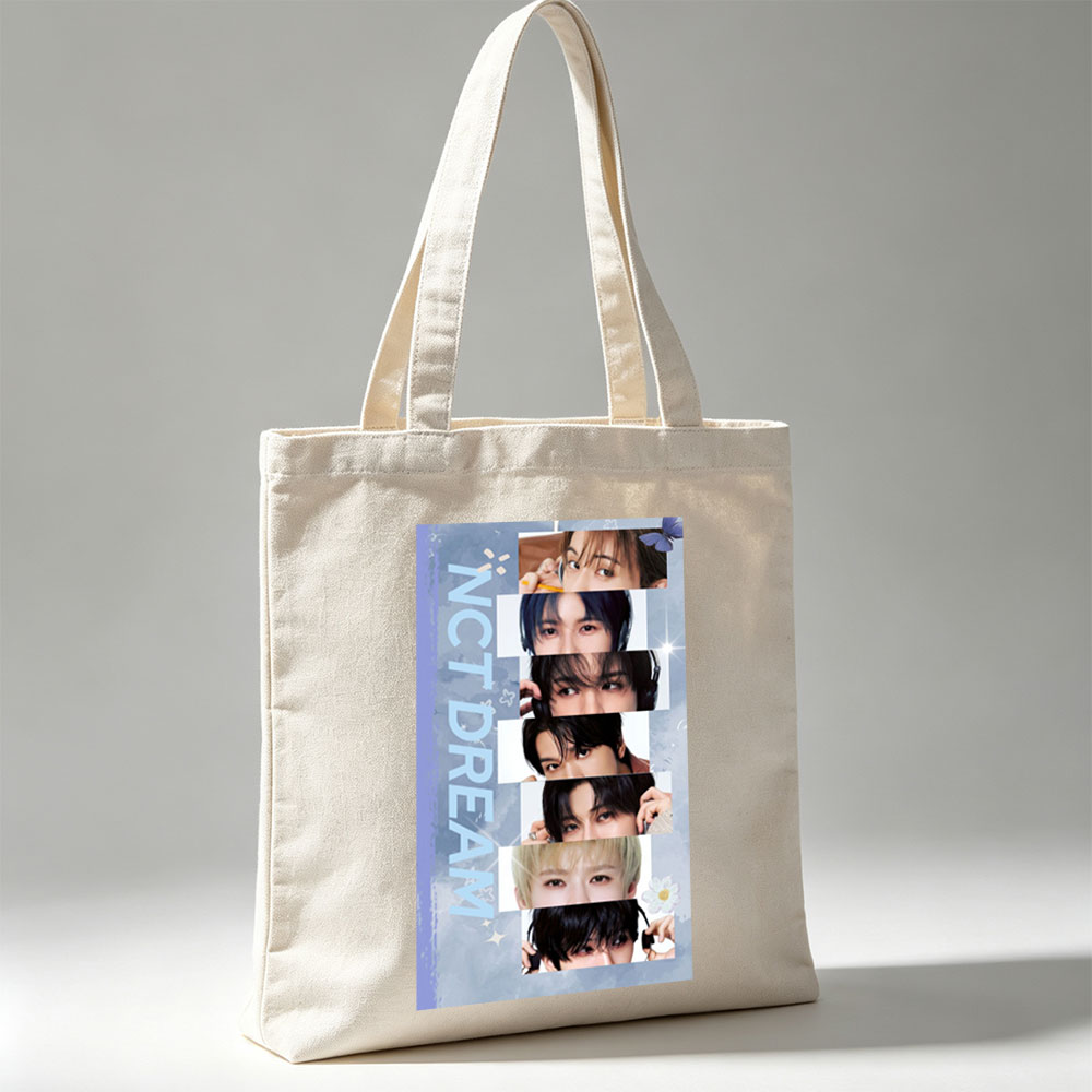 NCT DREAM Members Close-Up Portraits with Expressive Eyes and Stylish Hair Details - Canvas tote bags
