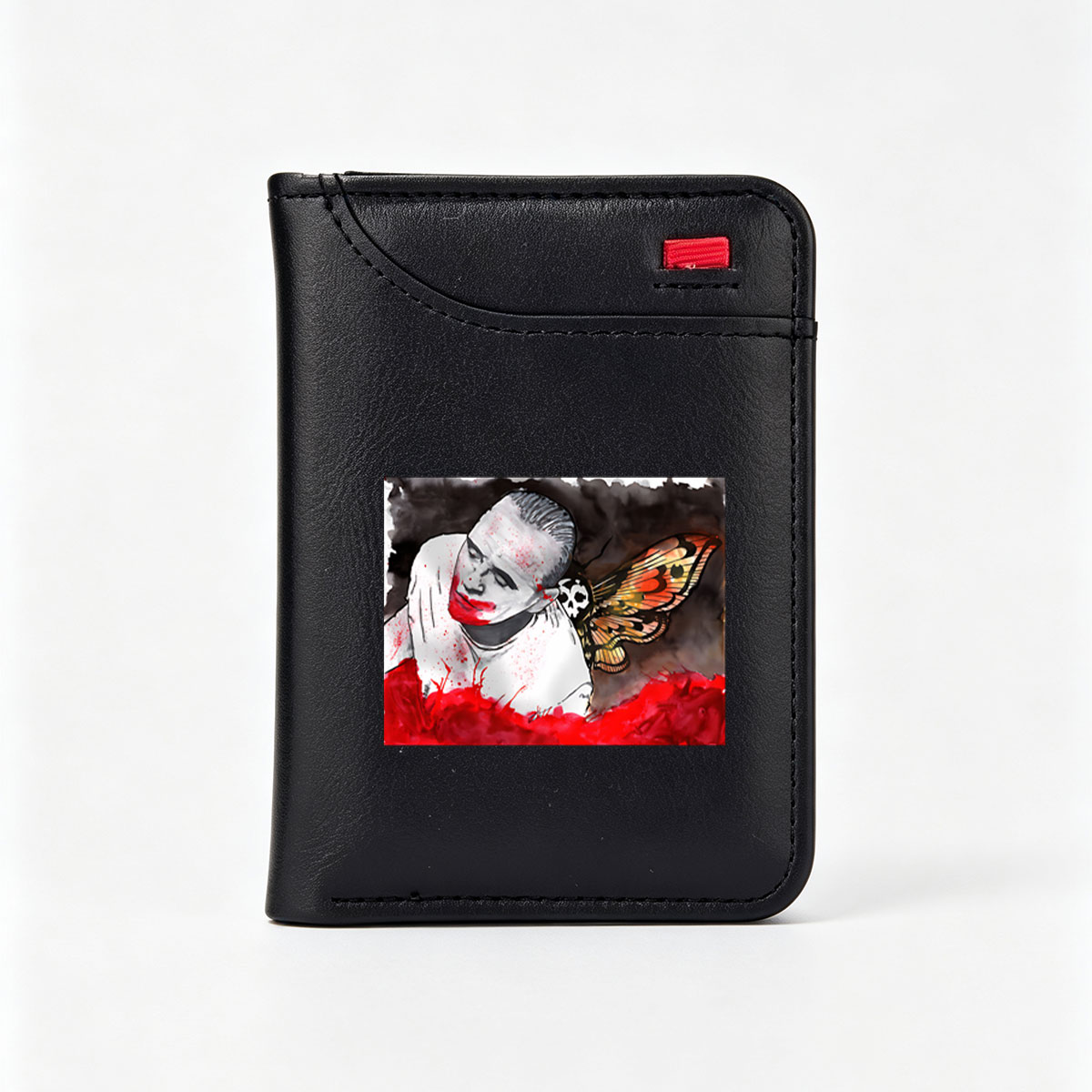 Bleeding Man with Skull Butterfly - Vertical Style Wallet
