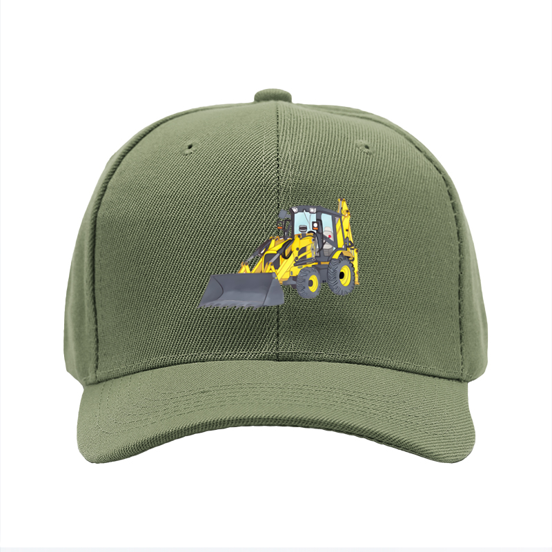 1pc New Baseball Cap with Yellow Excavator Print and Bold Text Design Unisex Adjustable Hat for Outdoor Work and Leisure Activities Suitable for Adults Who Love Construction Machinery and Heavy Equipment Themes