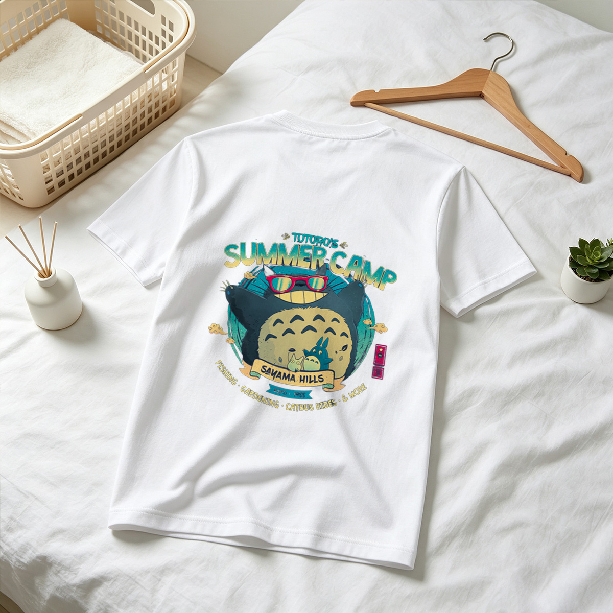 Totoro's Summer Camp: Totoro, Little Totoros, and Catbus in Sakama Hills - Tee