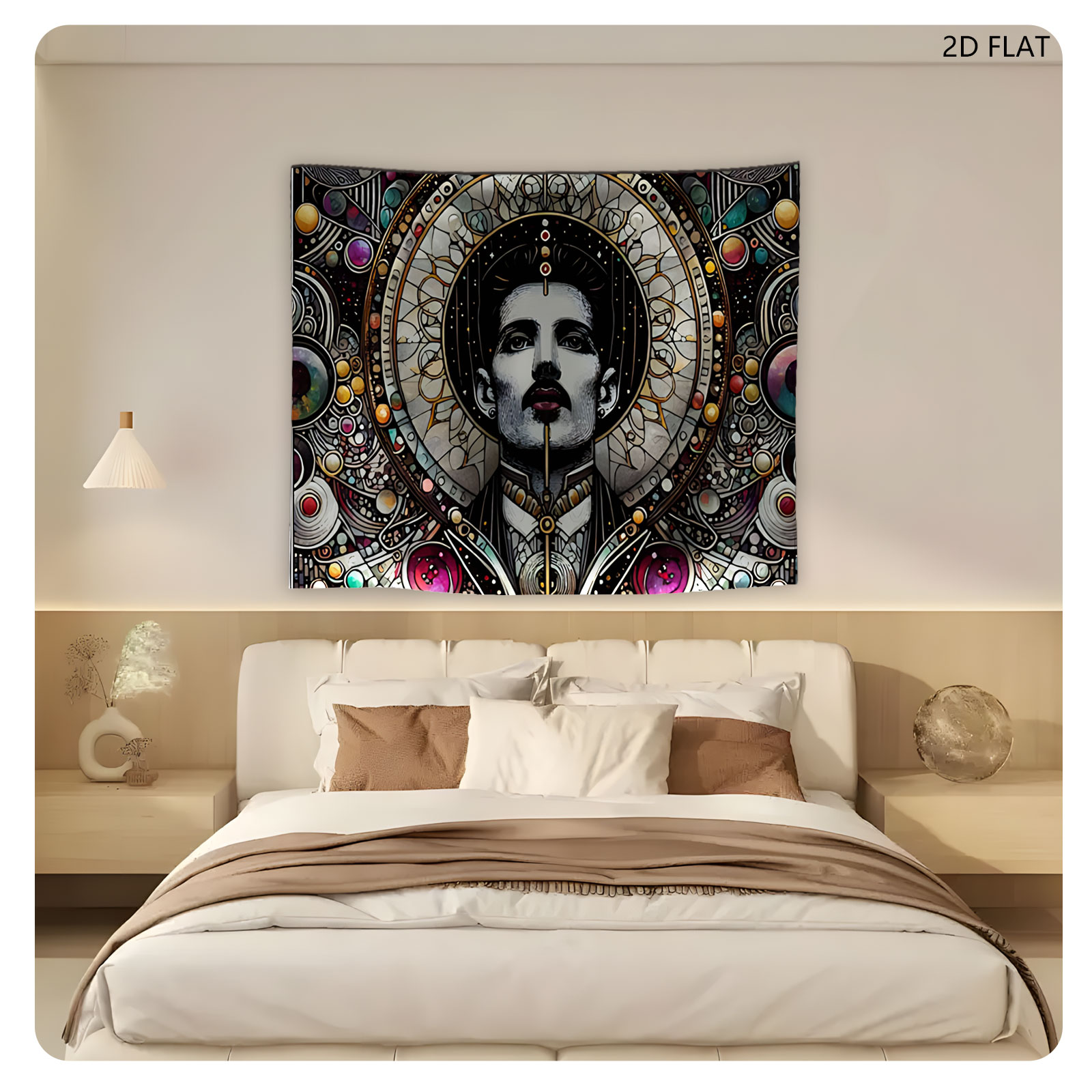 Freddie Mercury in Cosmic Stained Glass Art - Tapestry