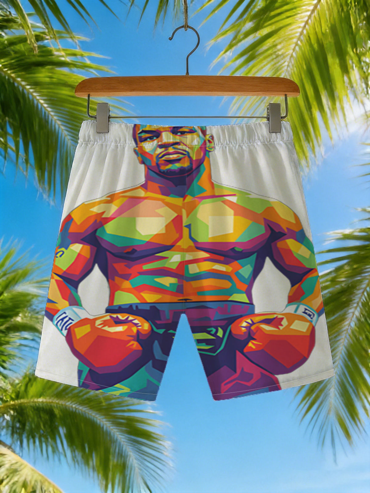 Boxing Legend in Vibrant Colors -  Beach shorts