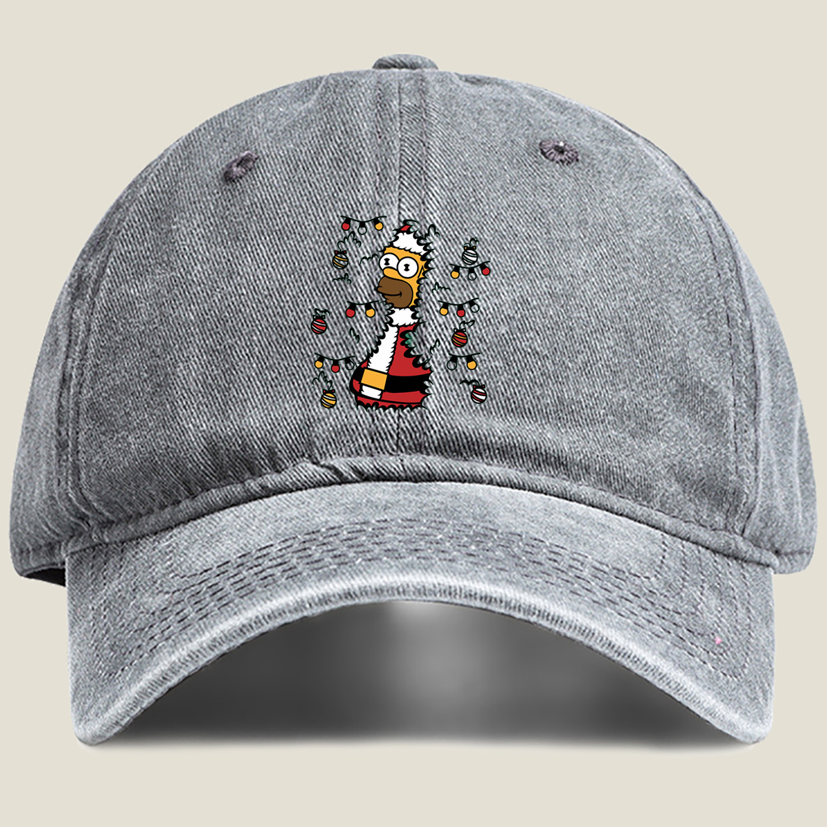 Simpsons Homer Christmas Tree - Washed Denim - Baseball Cap