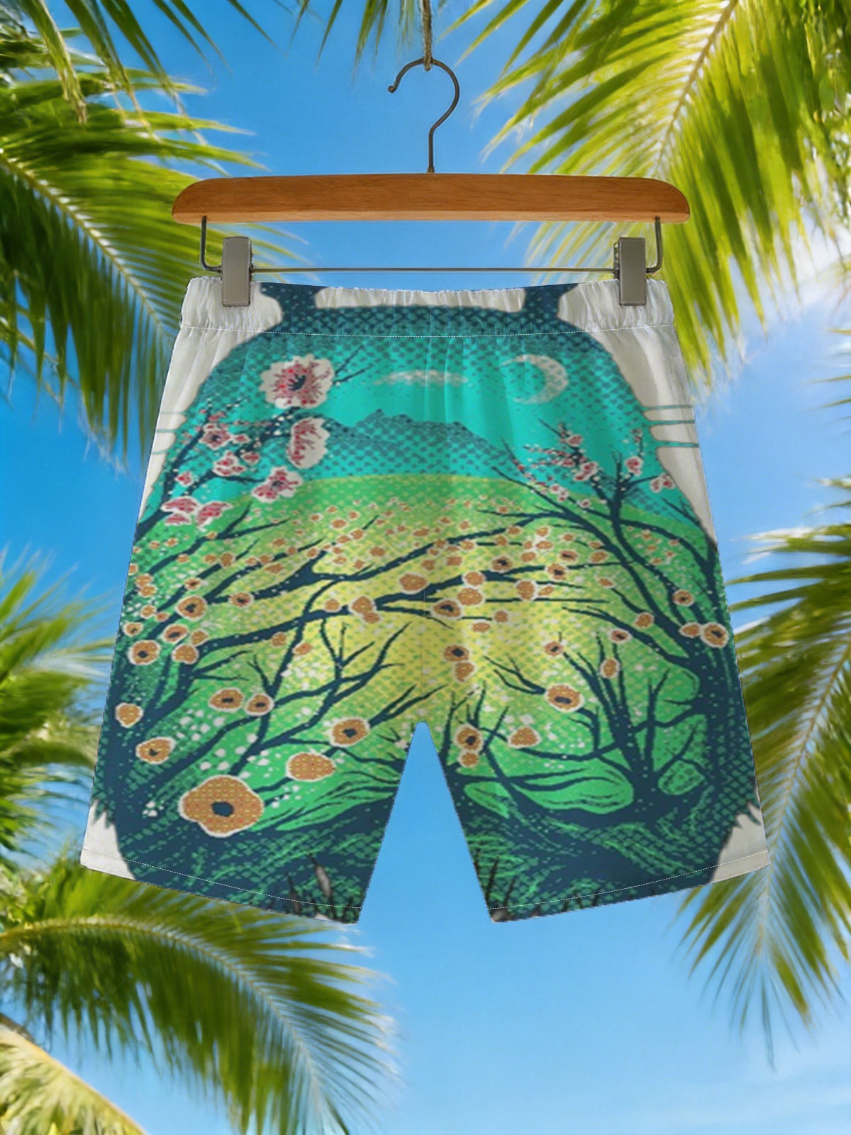 Totoro Landscape Art -  Beach shorts
