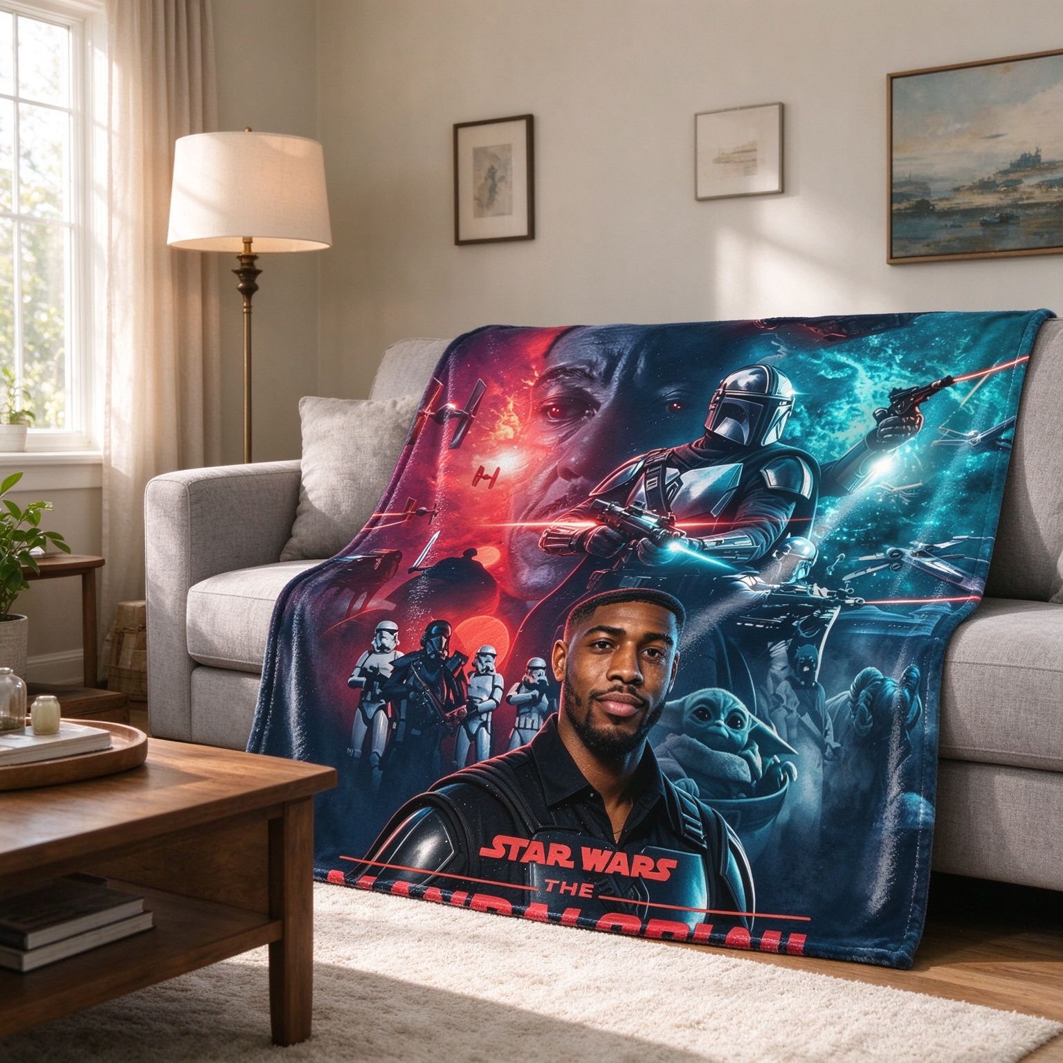Custom Photo Face Flannel Blanket Personalized Sci-Fi Galaxy Hero Soft Warm Fleece Throw Ideal Cozy Gift for Bed Sofa