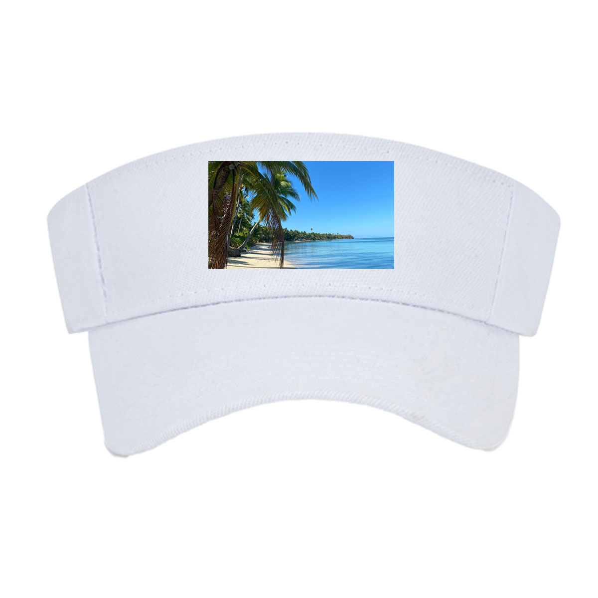Tropical Beach with Palm Trees and Clear Blue Water -  Visor cap