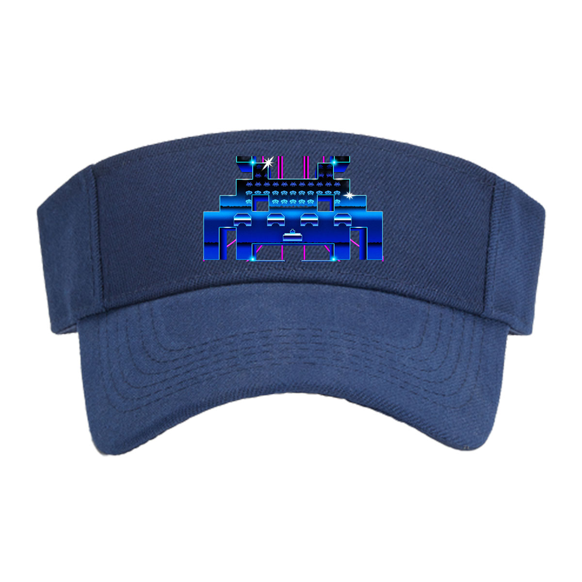 Space Invaders: Classic Arcade Game with Pixel Aliens and Neon Platforms -  Visor cap