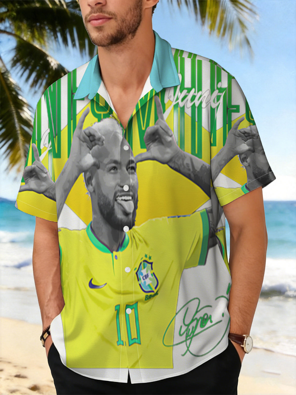 Neymar Junior - Brazil National Football Team Player, Wearing No. 10 Jersey -  Shirt