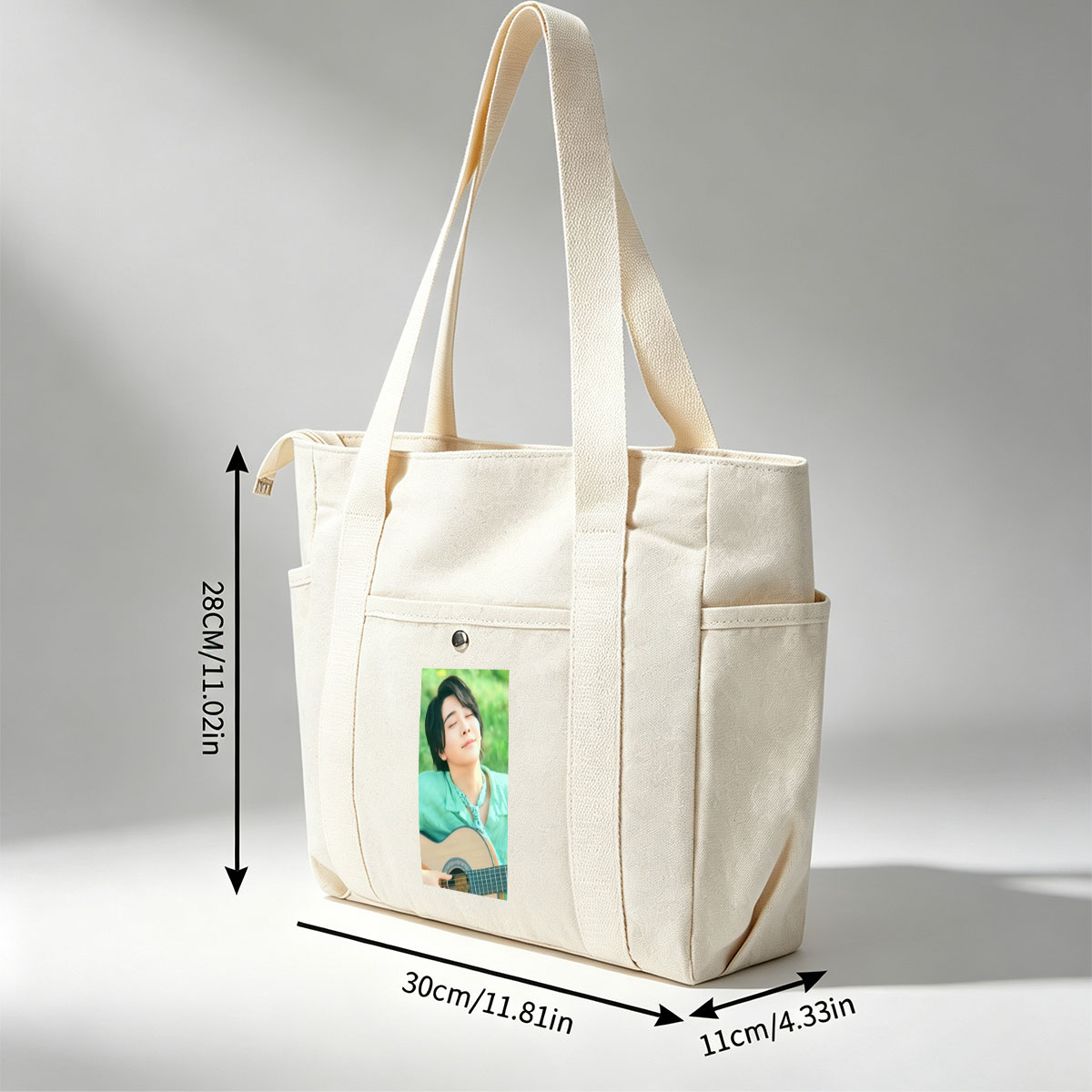 Yuki Kajiura in a Serene Outdoor Setting Playing Acoustic Guitar with Eyes Closed - Multi-pocket bags