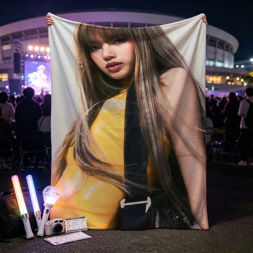 Lisa Blackpink Fashion Shoot in Yellow Crop Top and Black Bag - Blankets