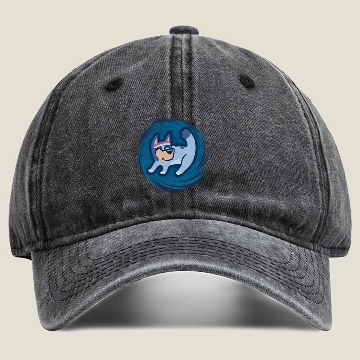 Bluey in a Swirl of Energy - Washed Denim - Baseball Cap