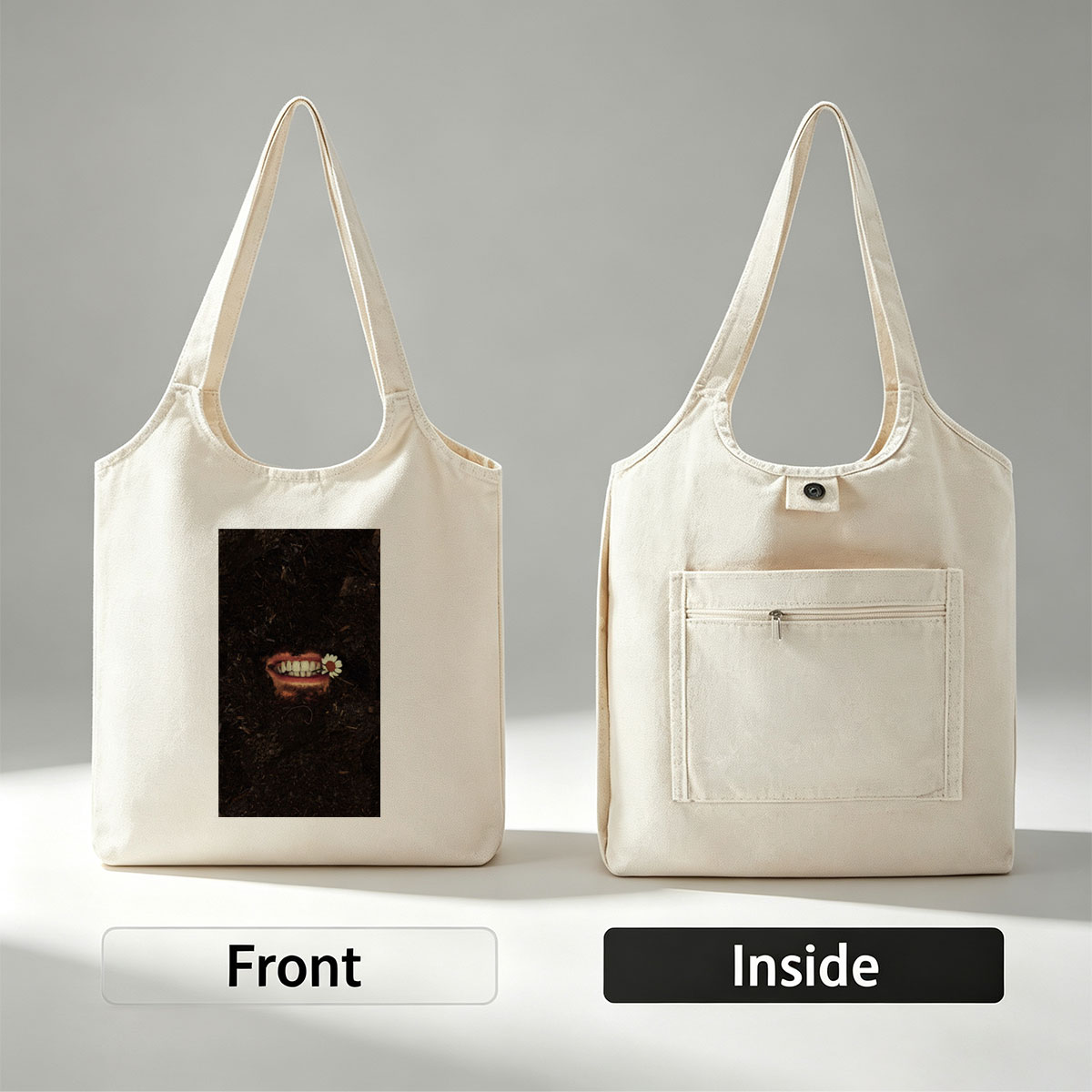 The Weeknd in Dark Soil with a Flower in His Mouth - Canvas shoulder bags/