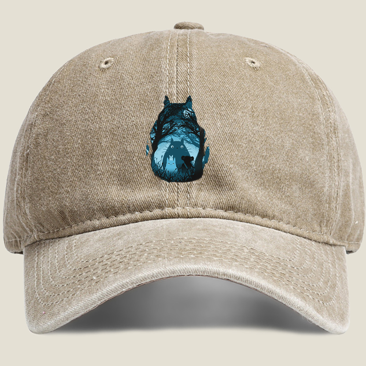 Totoro and Friends in the Moonlit Forest - Washed Denim - Baseball Cap