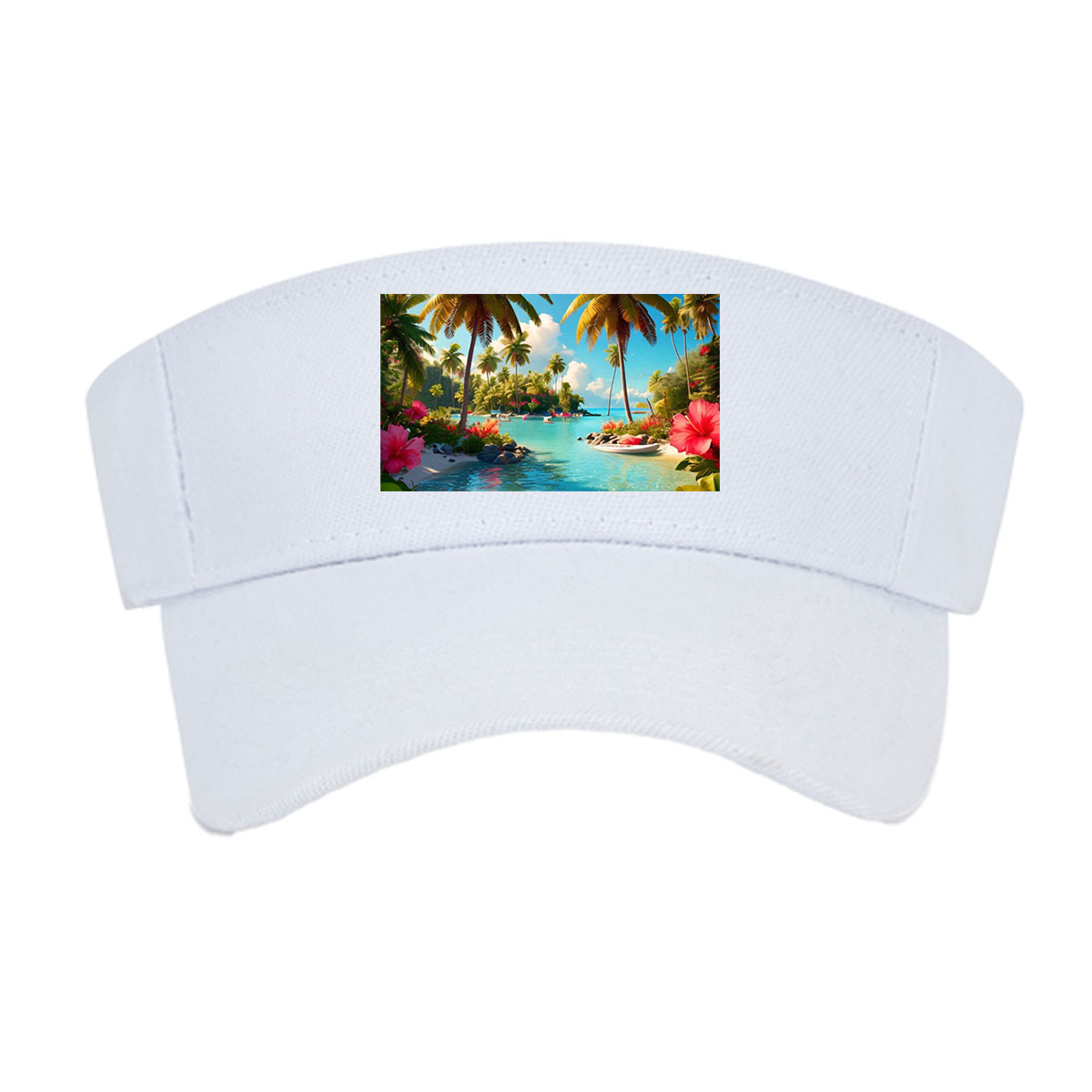 Tropical Paradise with Palm Trees and Crystal Clear Water -  Visor cap