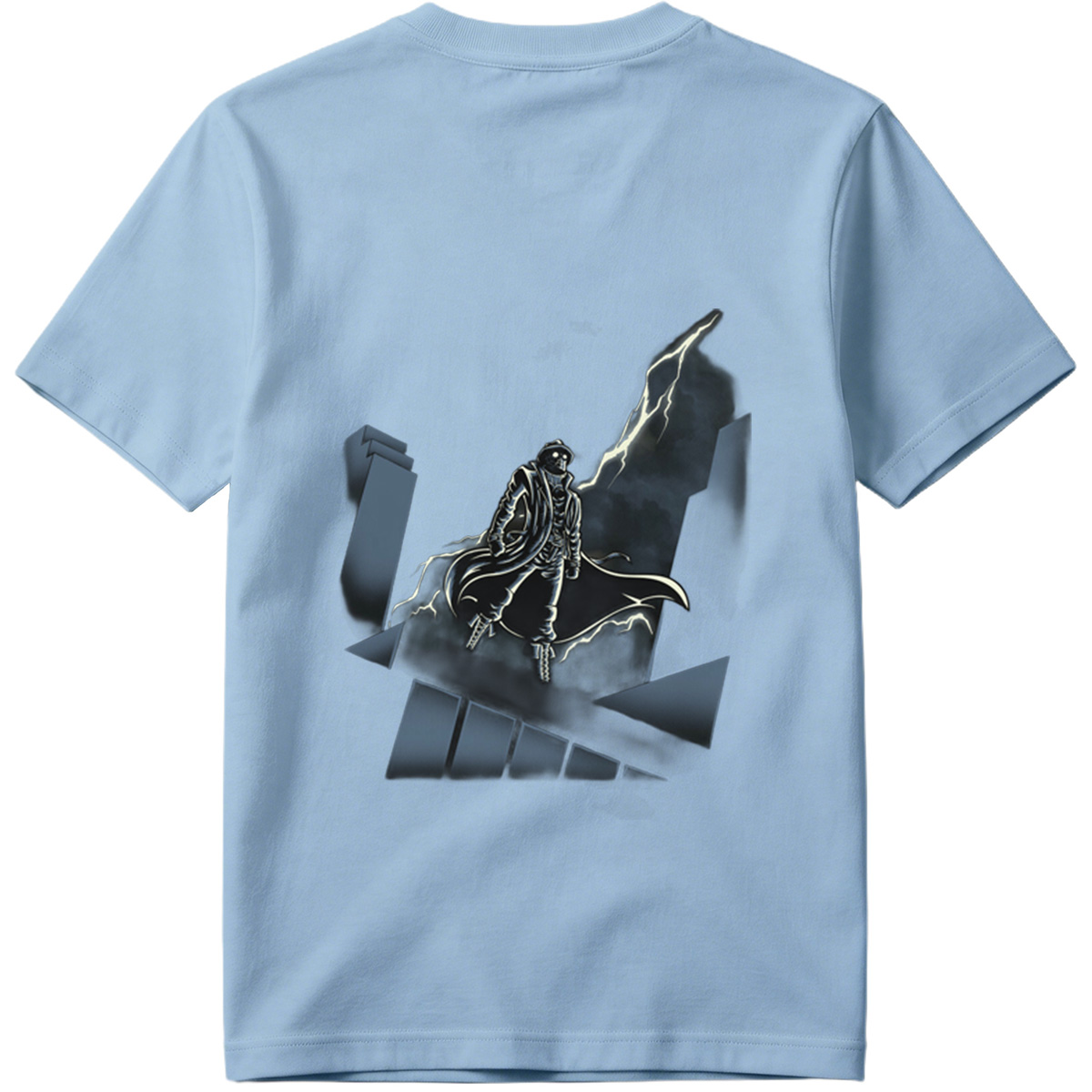 The Shadow of the Storm: Dark Hero on Rooftop - Tee