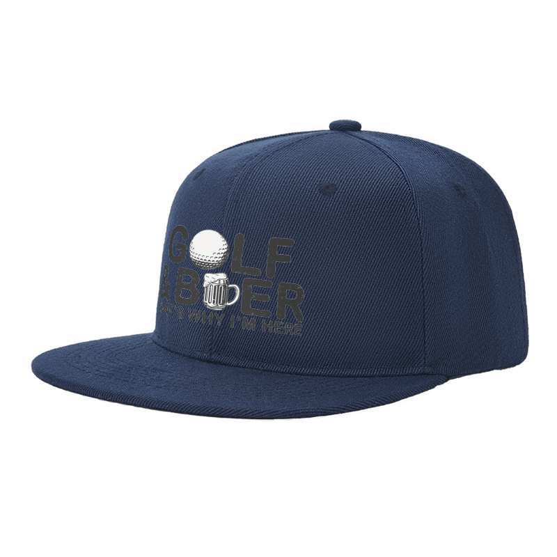 Flat Brim Baseball Cap Golf and Beer That's Why I'm Here Streetwear Underground Skate Style for Basketball Court Street Skate Park Wear by Skaters Rappers Urban Players