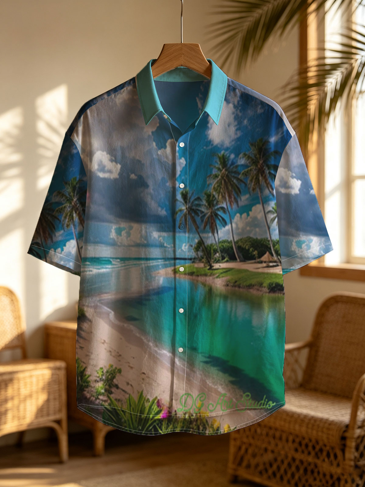 Tropical Beach with Palm Trees and Crystal Clear Water -  Shirt