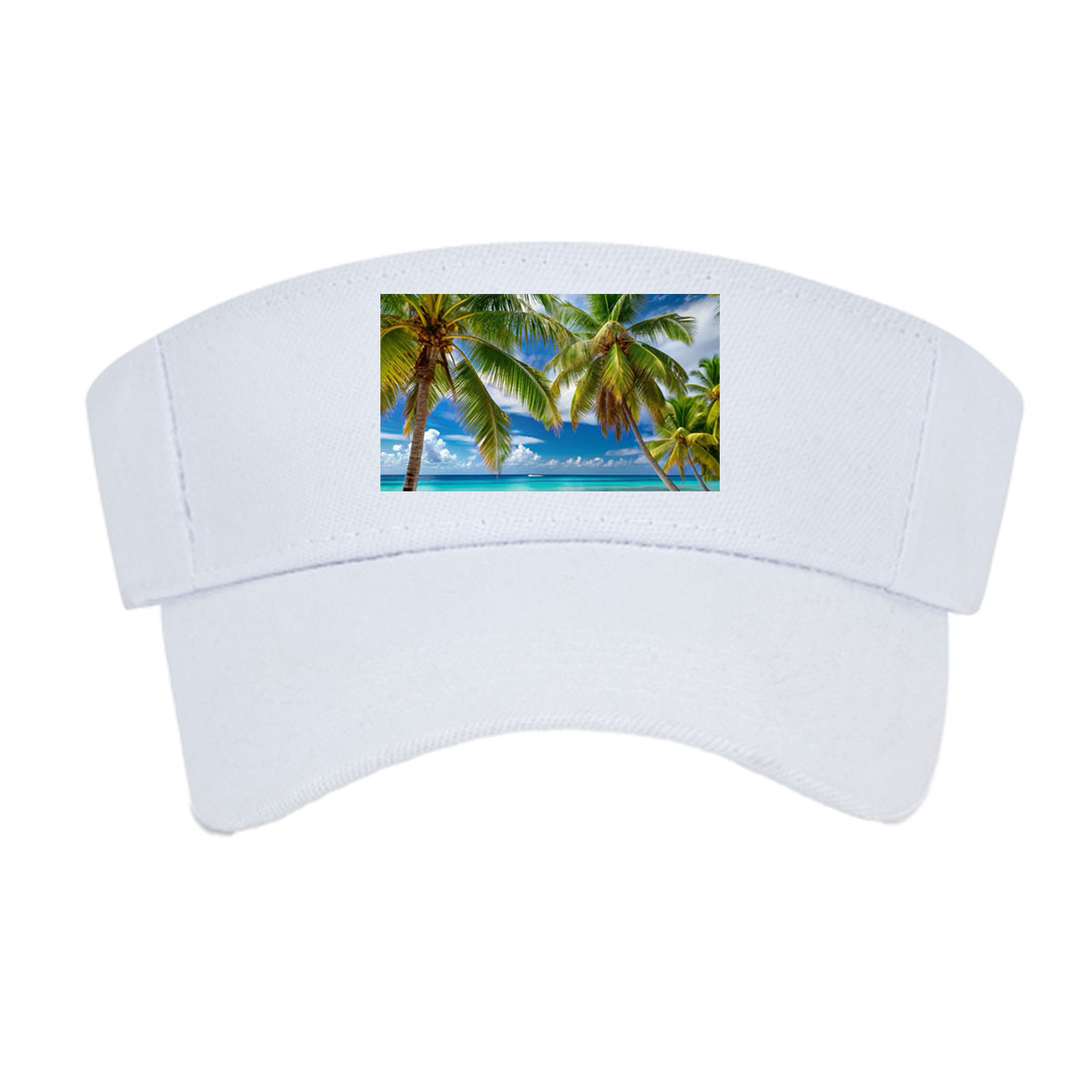 Tropical Beach with Palm Trees and Crystal Clear Water -  Visor cap