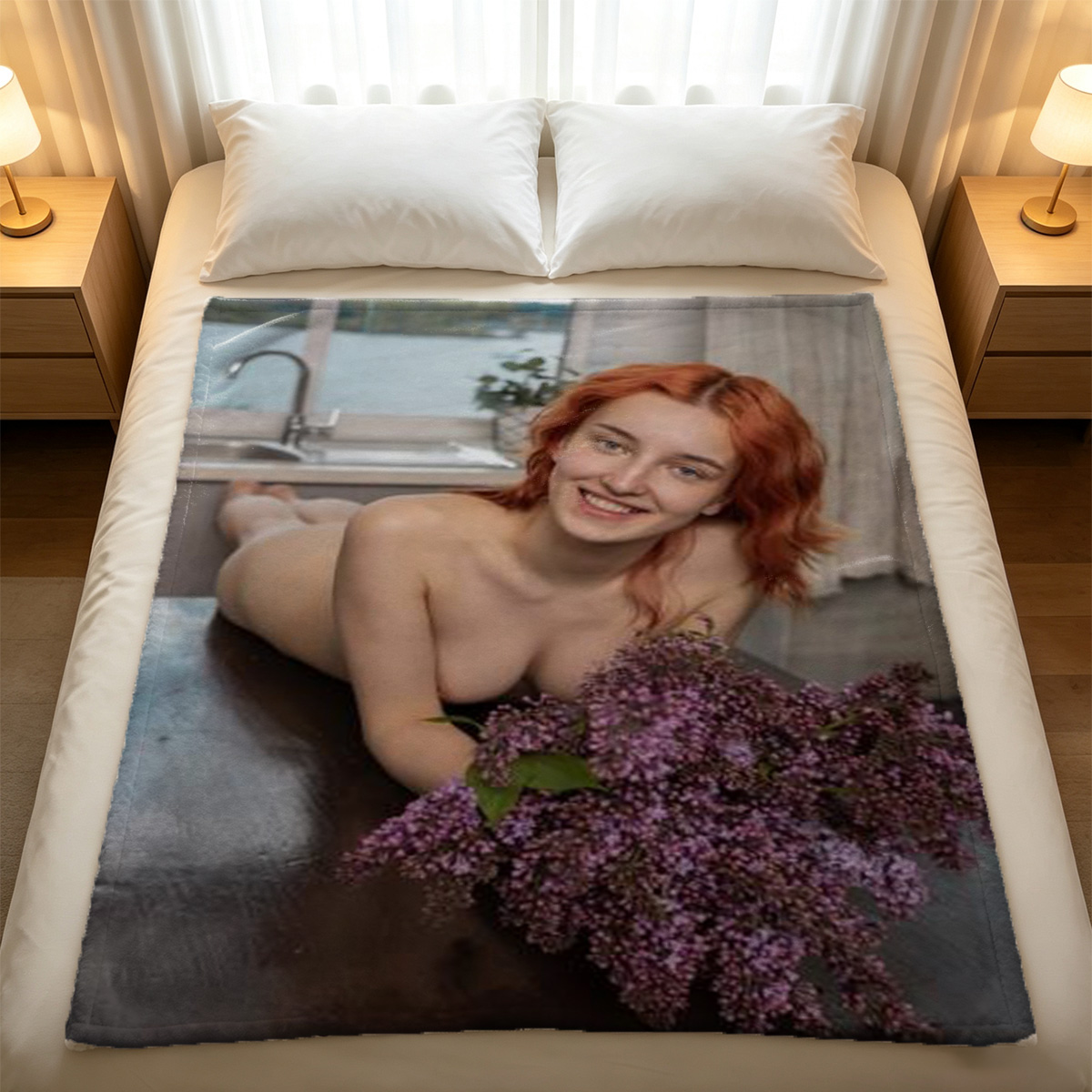 Minecraft Girl in Dungeon with Diamond Sword - Blanket