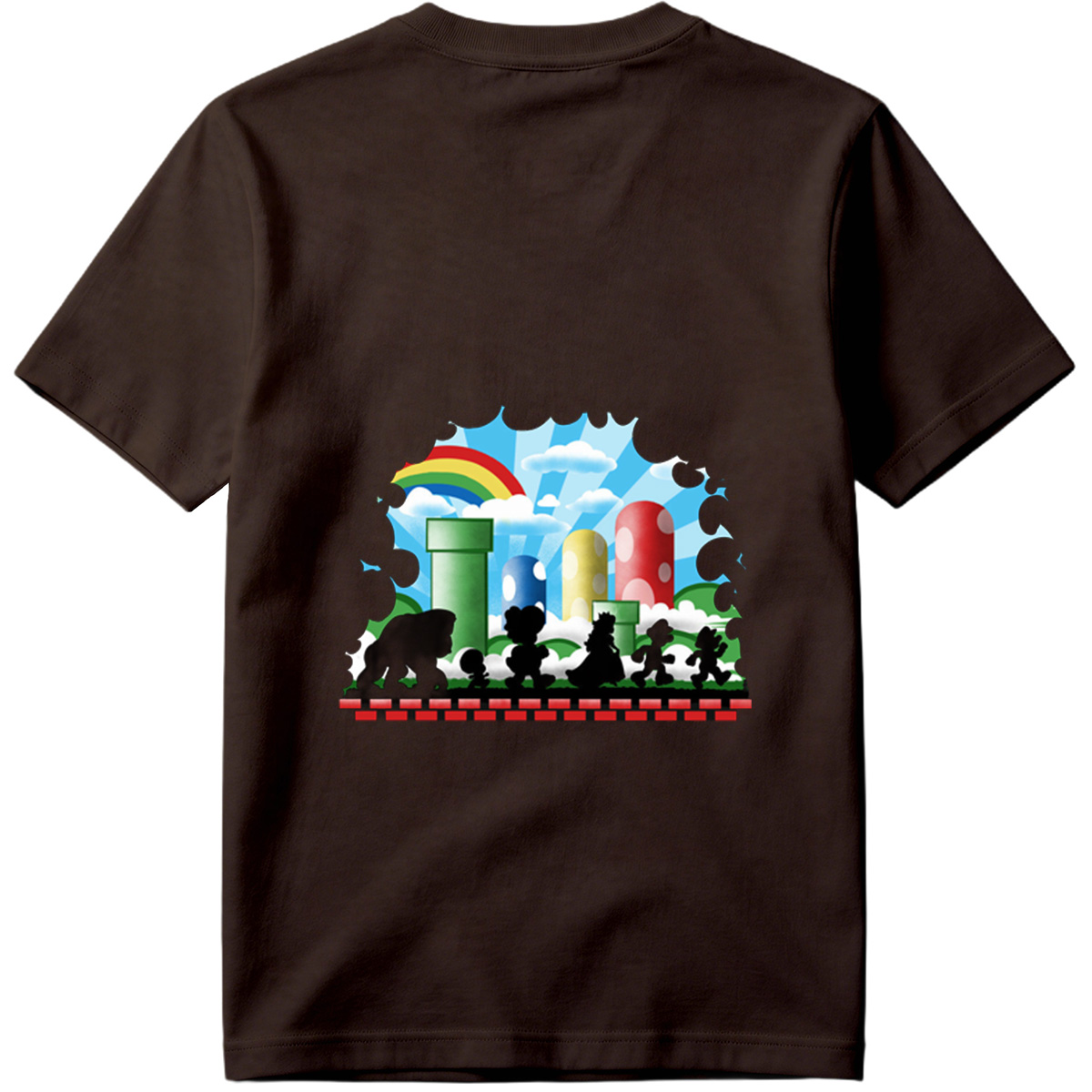 Super Mario Silhouettes: Koopa, Toad, Princess, Mario, and Luigi - Tee