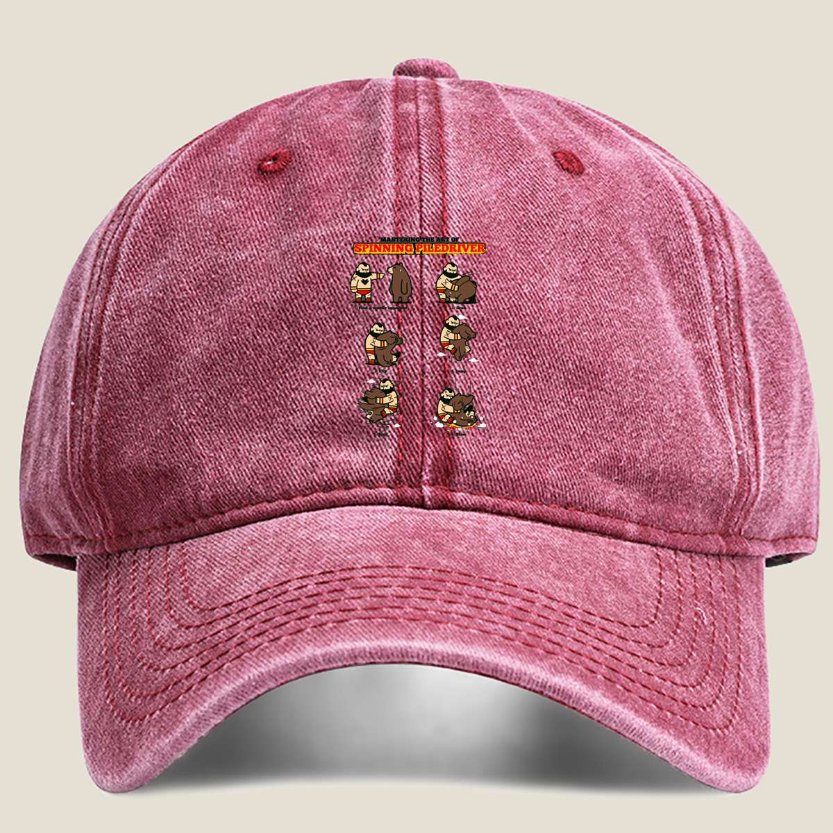 Mastering the Art of Spinning Piledriver: Wrestler vs Bear - Washed Denim - Baseball Cap