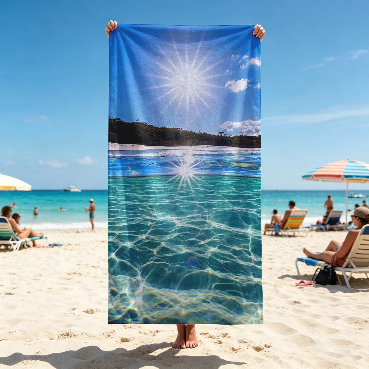 Sunshine Sparkles on Crystal Clear Waters - Beach towels