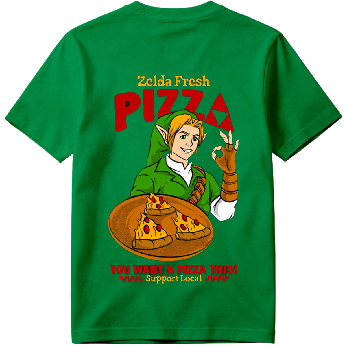 Zelda Fresh Pizza: Link Serves Pizza with a Smile - Tee