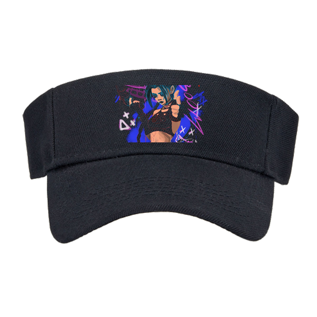Gloomy Girl with Gun and Graffiti Background -  Visor cap