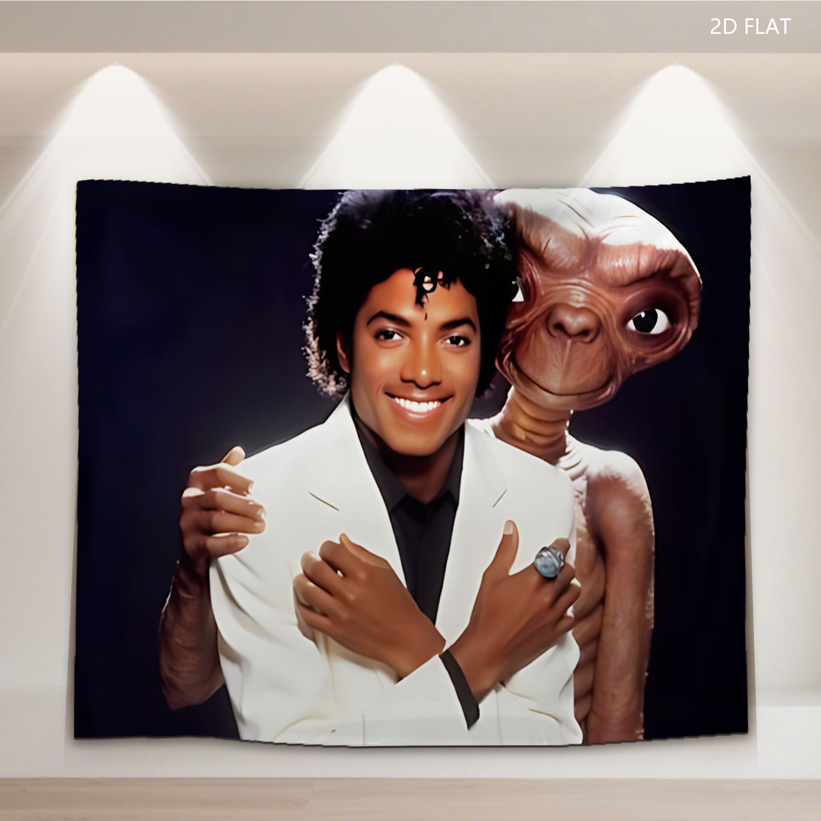 Michael Jackson and E.T. the Extra-Terrestrial in a playful pose - Tapestry