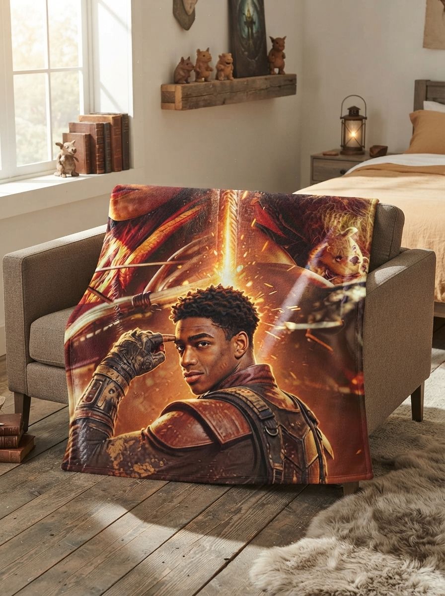 Custom Photo Flannel Blanket Personalized Headshot Character Portrait Throw Ultra Soft Anti-Pilling Cozy Fleece Blanket