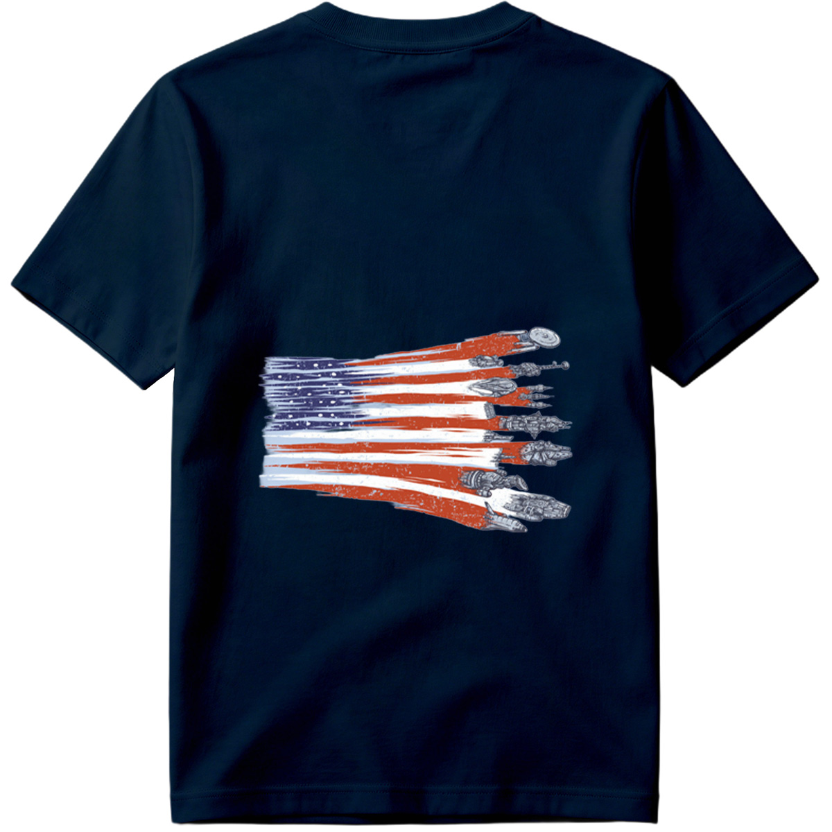 Star Trek and Star Wars Ships in American Flag Design - Tee