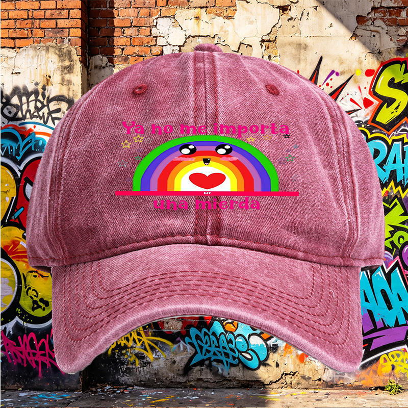 Unisex Classic Washed Cap with Rainbow Face and 