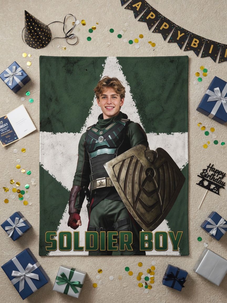 Custom Photo Face Flannel Blanket Personalized Superhero Portrait Soft Anti-Pilling Fleece Throw Gift