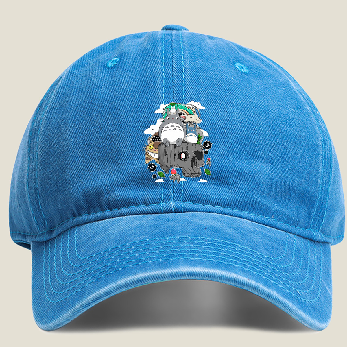 Studio Ghibli Characters Collage - Washed Denim - Baseball Cap