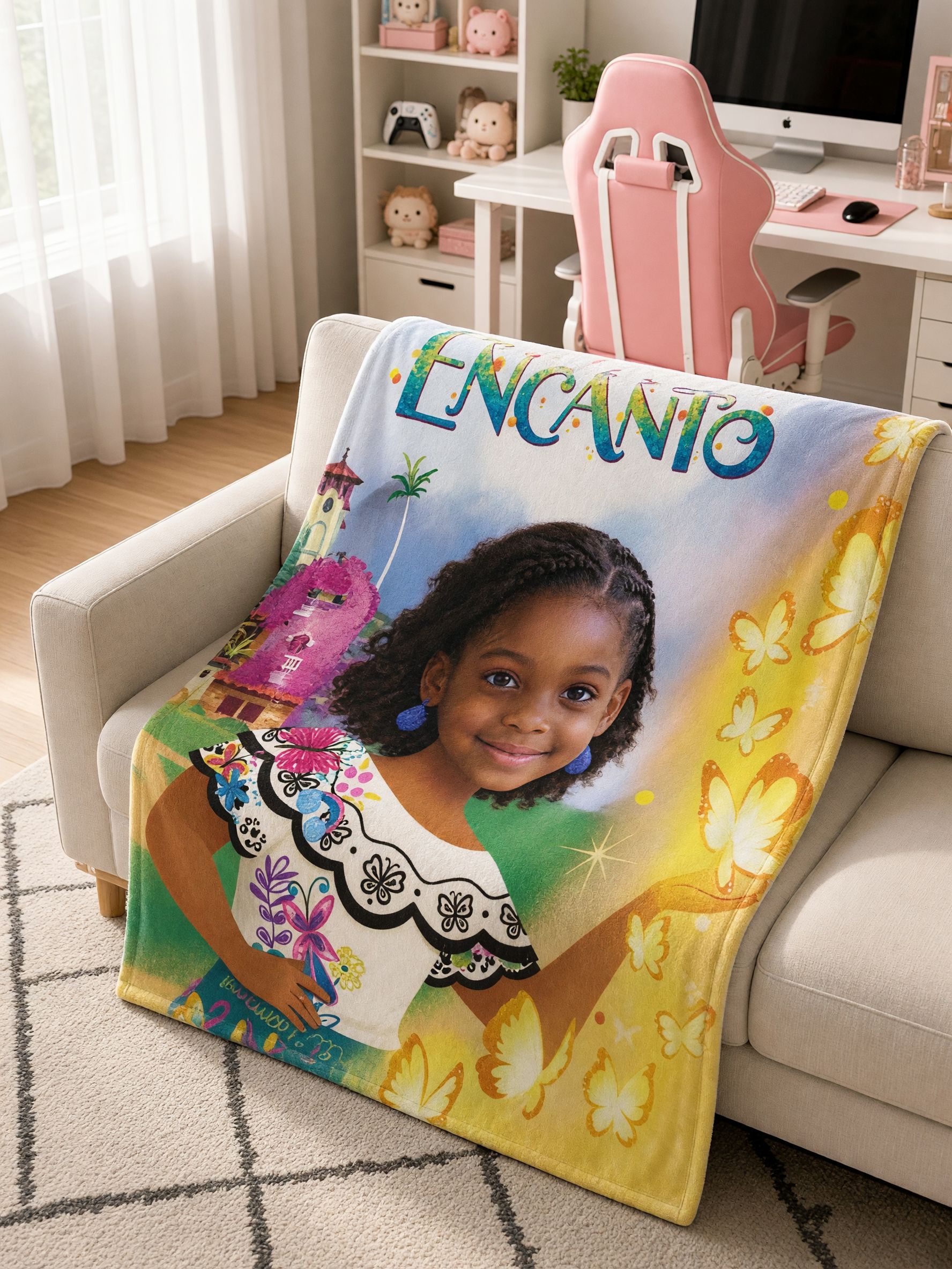 Custom Face Photo Blanket Personalized Flannel Fleece Throw, Soft Warm Bed Couch Keepsake Gift for Kids and Family