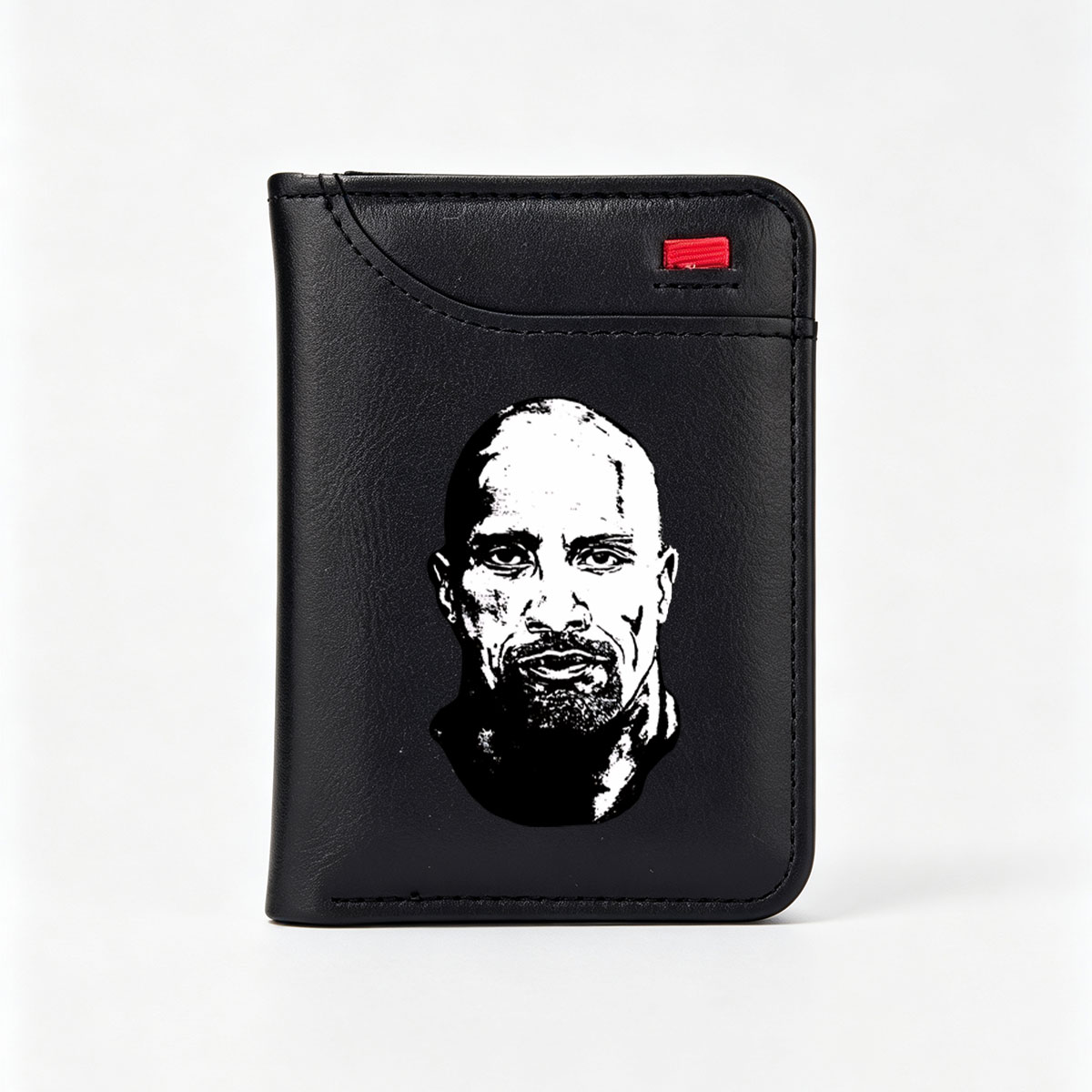 Bald Man with Bearded Face in High-Contrast Black and White Portrait - Vertical Style Wallet
