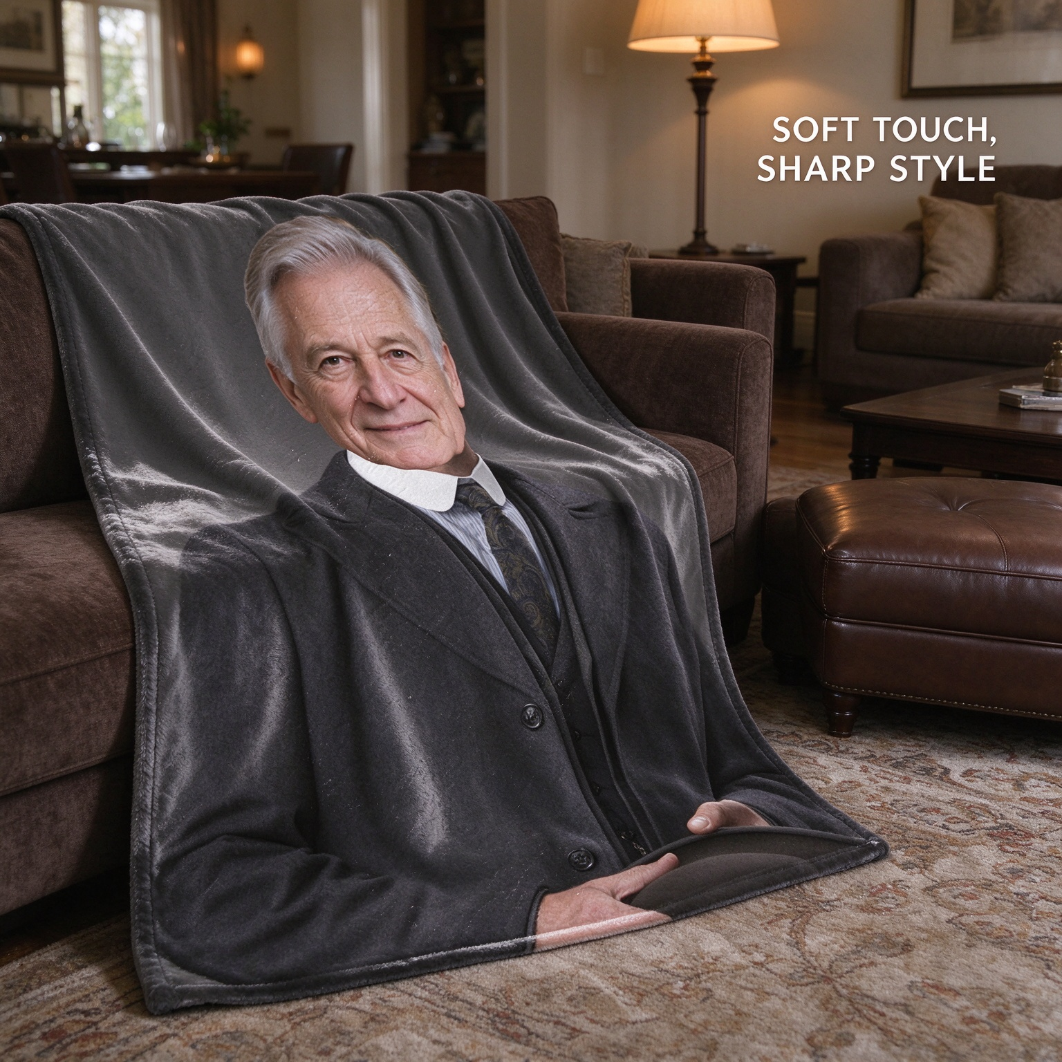 Custom Face Photo Flannel Blanket, Ultra-Soft Velvet Throw for Sofa and Bed, Personalized Portrait Keepsake Gift