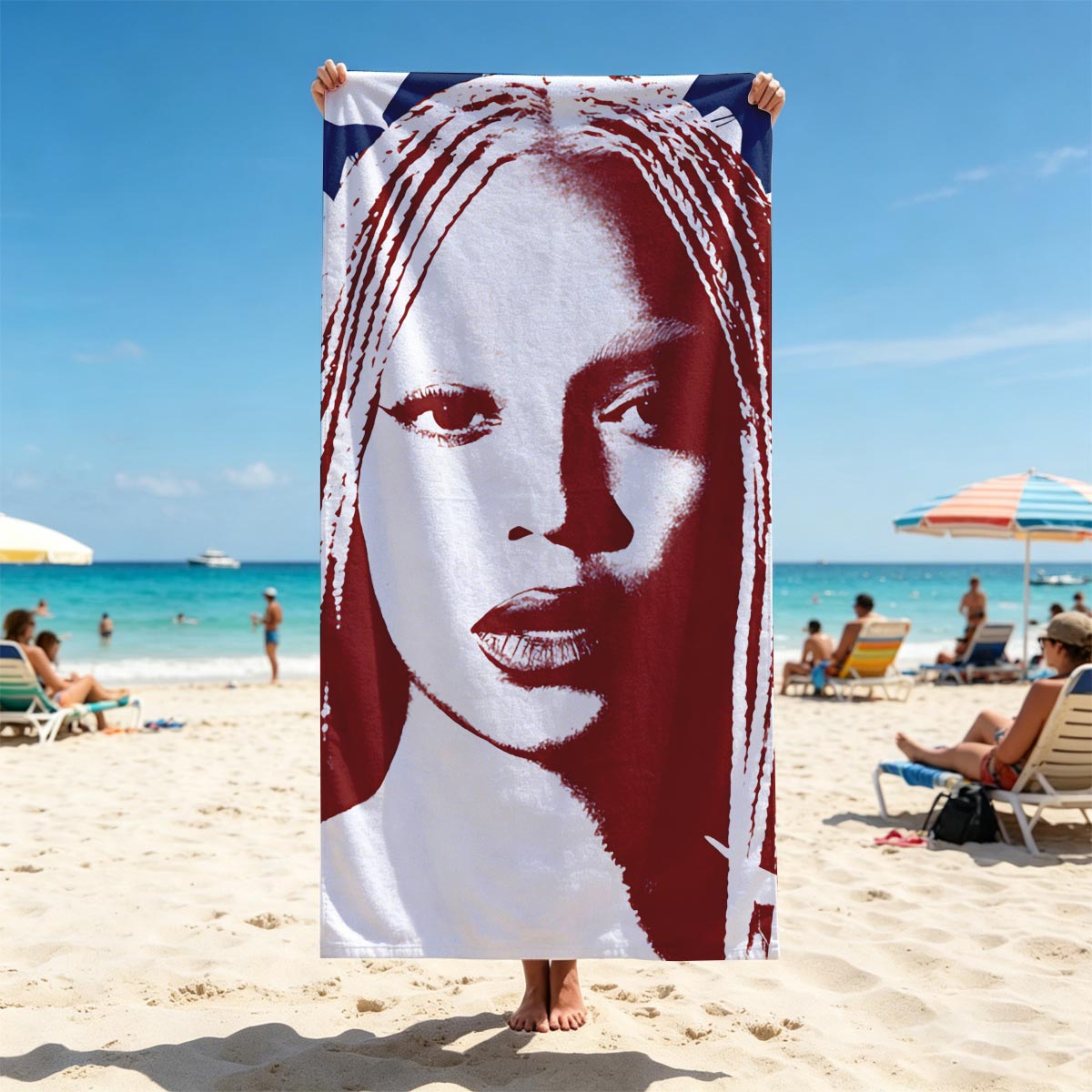 Beyoncé with Braided Hair and Horses in Background - Beach towels