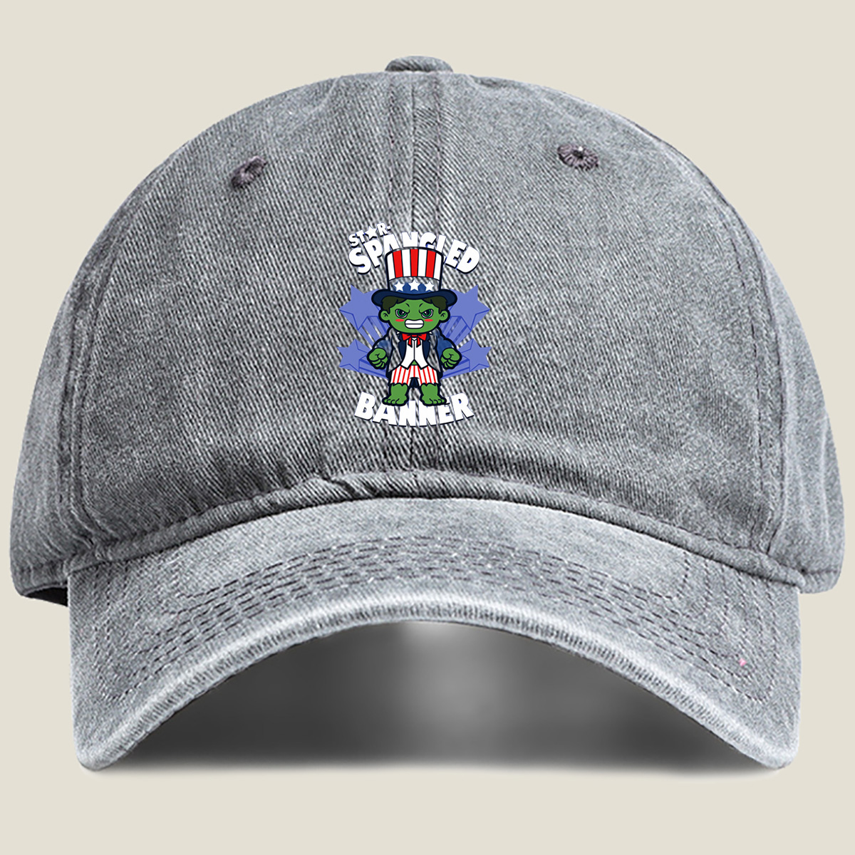 Star-Spangled Banner: Hulk as Uncle Sam - Washed Denim - Baseball Cap