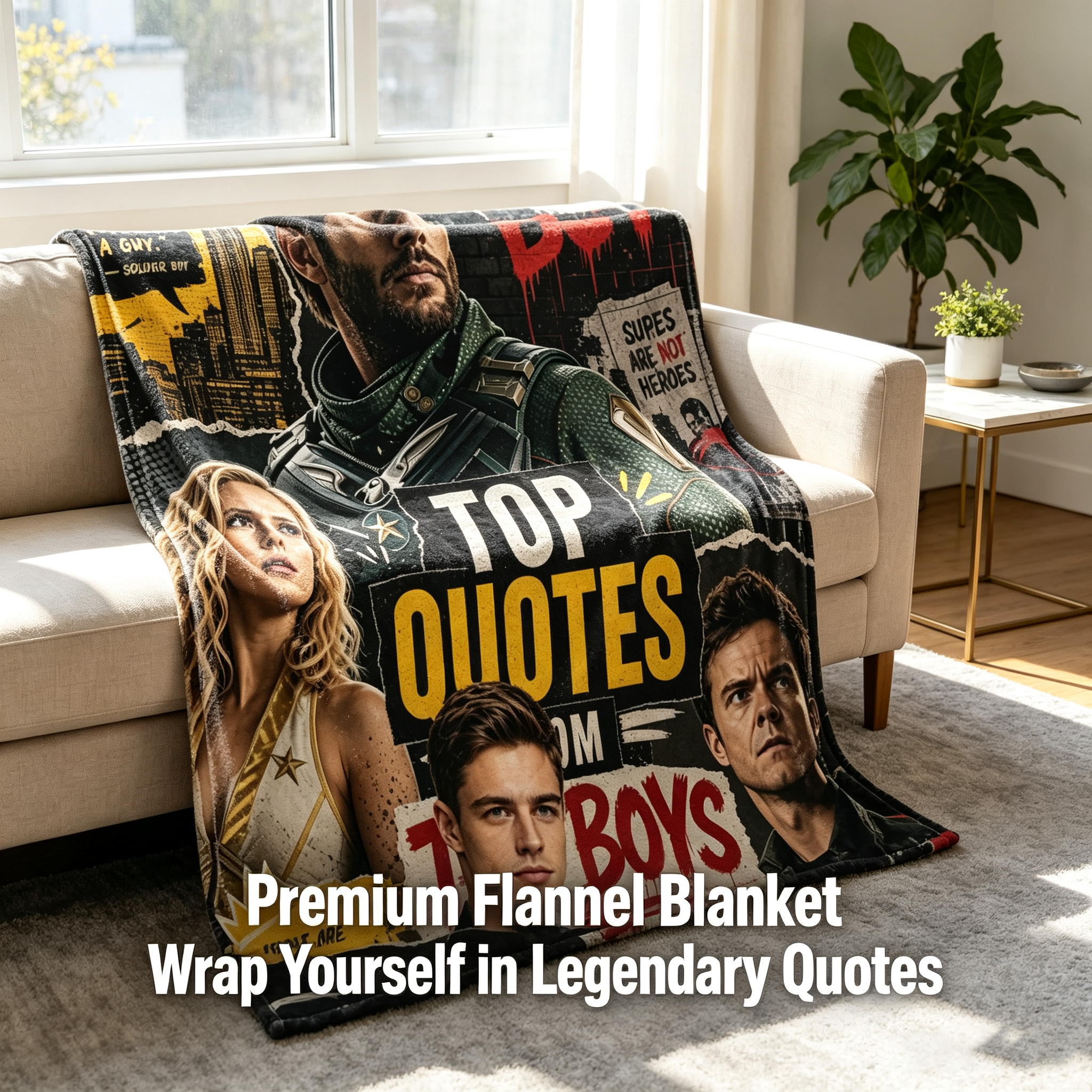 Custom Face Blanket The Boys TV Show Flannel Blanket Featuring Homelander Starlight Hughie and Soldier Boy Perfect for Fans as a Cozy Gift or Birthday Present