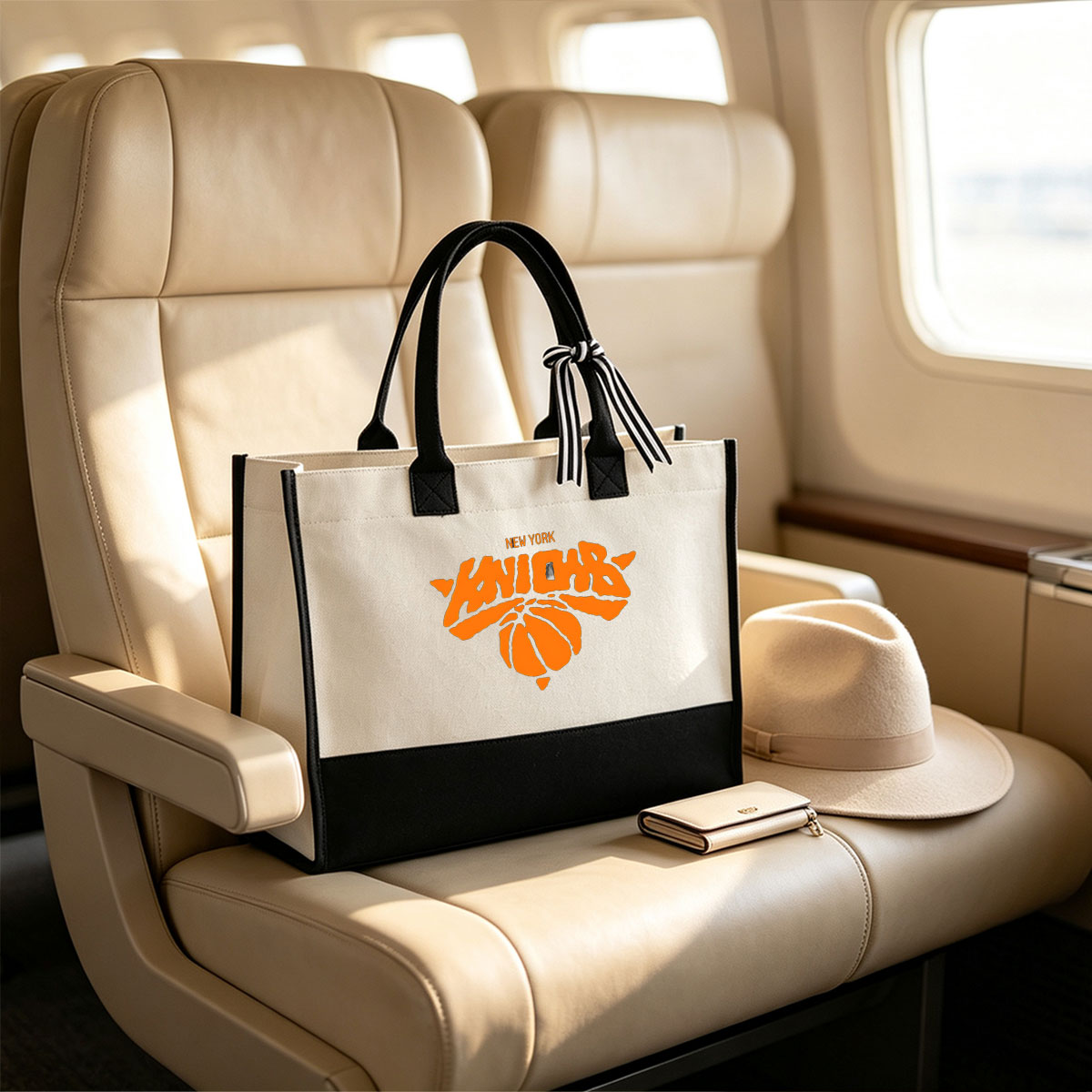 New York Knicks Basketball Team Logo - Canvas patchwork gift tote bag